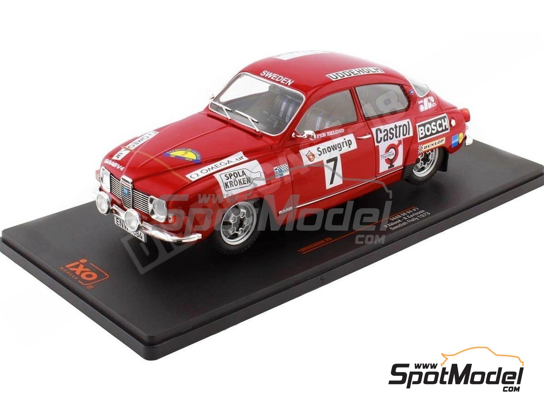Image 1: Saab 96 V4 Arvika MK Team sponsored by Spola Kr&ouml;ken - Svezia Sweden Rally 1973 | Diecast model car in 1/18 scale manufactured by Ixo Models (ref.&nbsp;DIE-62308, also 18RMC086B)