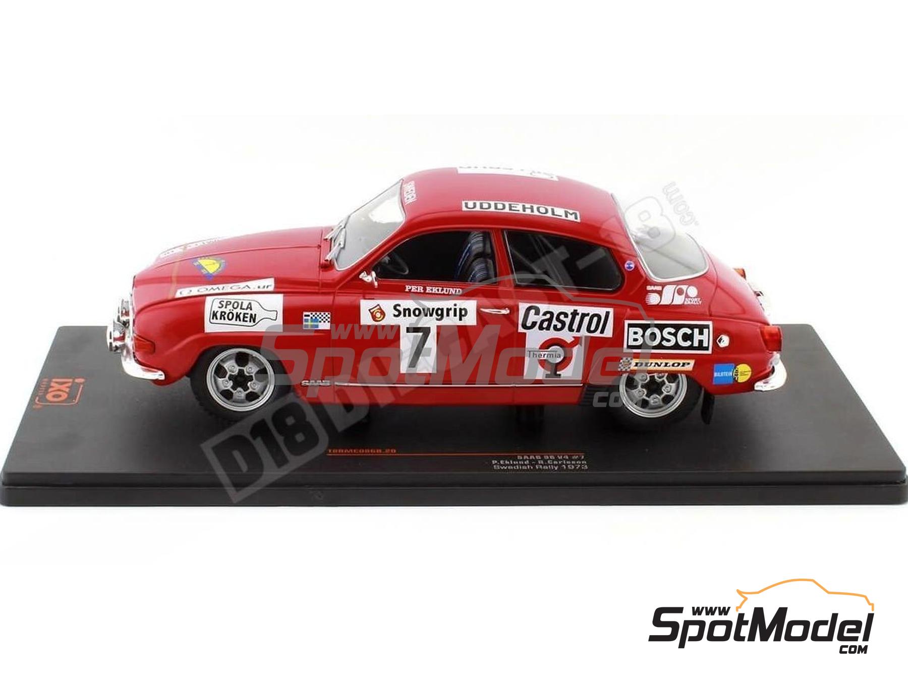 Image 3: Saab 96 V4 Arvika MK Team sponsored by Spola Kr&ouml;ken - Svezia Sweden Rally 1973 | Diecast model car in 1/18 scale manufactured by Ixo Models (ref.&nbsp;DIE-62308, also 18RMC086B)