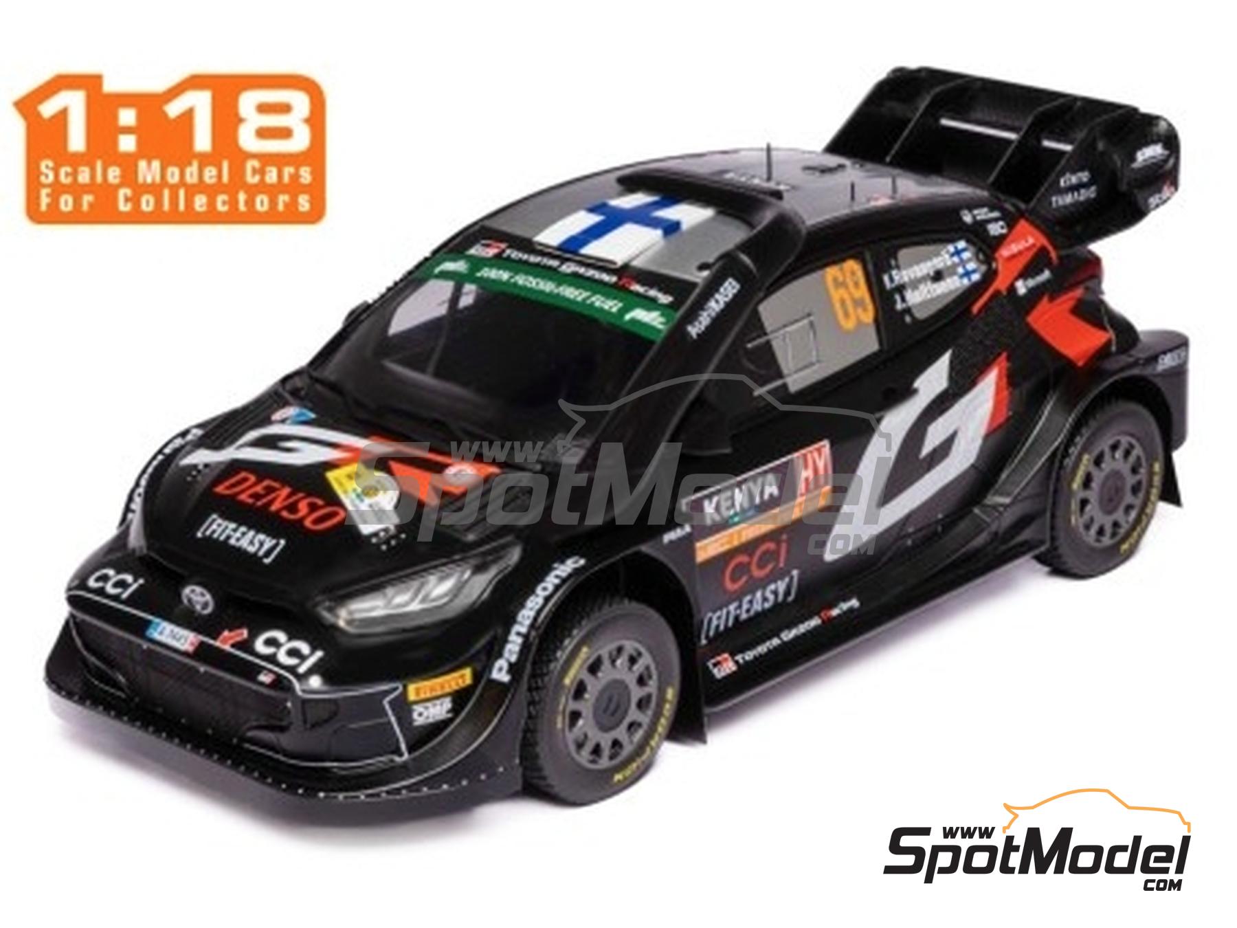 Image 1: Toyota Yaris GR Hybrid Rally1 Toyota Gazoo Racing WRT Team sponsored by Denso, CCi - Safary Rally Kenya 2024 | Diecast model car in 1/18 scale manufactured by Ixo Models (ref.&nbsp;DIE-63186, also 4895102344741 and 18RMC206.22)