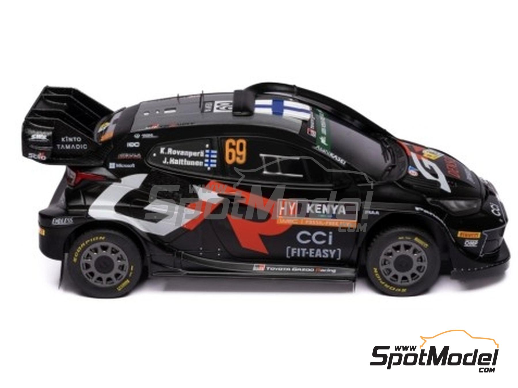 Image 5: Toyota Yaris GR Hybrid Rally1 Toyota Gazoo Racing WRT Team sponsored by Denso, CCi - Safary Rally Kenya 2024 | Diecast model car in 1/18 scale manufactured by Ixo Models (ref.&nbsp;DIE-63186, also 4895102344741 and 18RMC206.22)