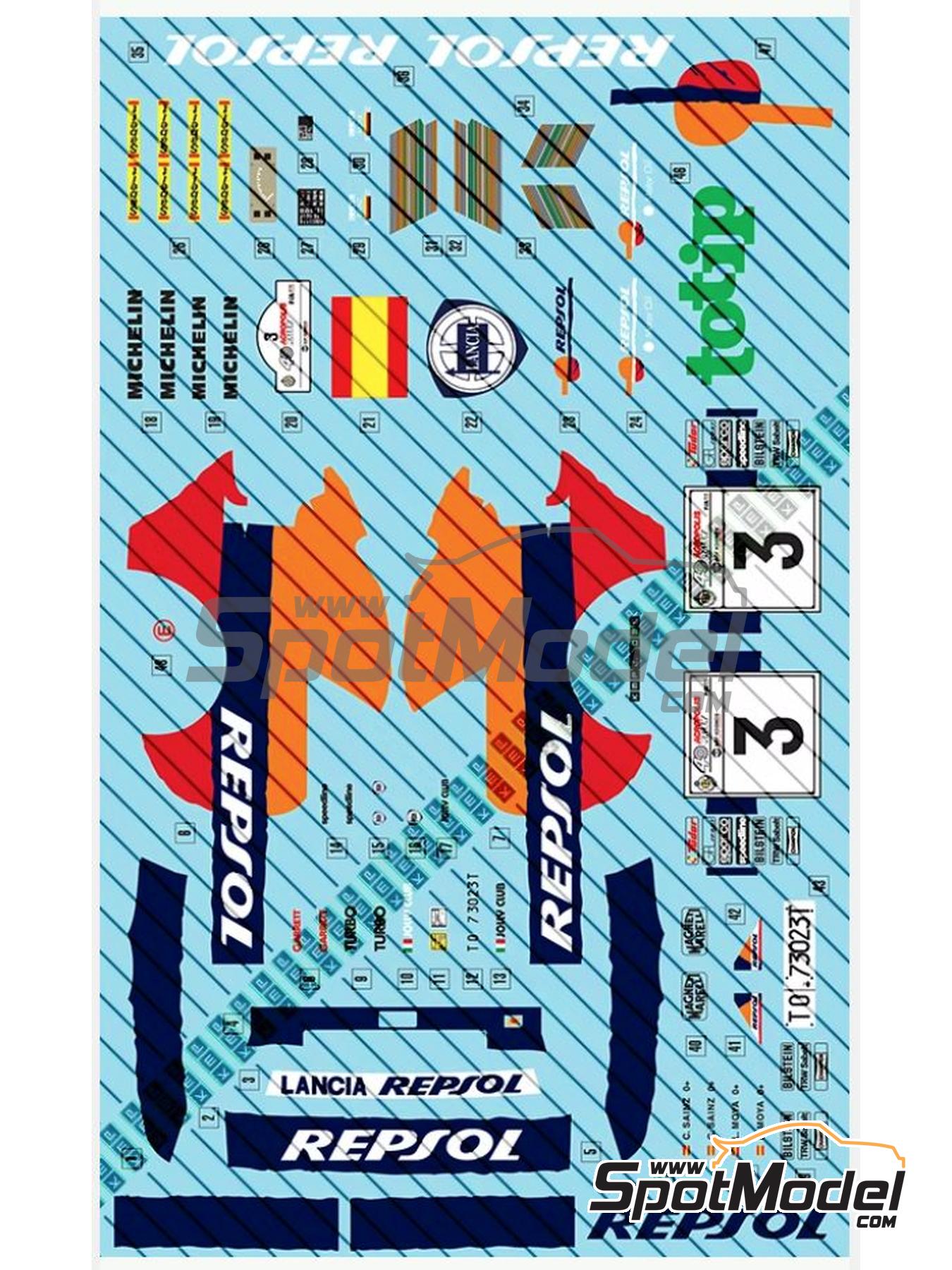 Lancia Super Delta HF Integrale Equipo Jolly Club patrocinado por Repsol - Rally de Acropolis 1993 | Decoración en escala 1/24 fabricado por KMP Kool Models Production (ref. KMP-24036, tambien 24036) image