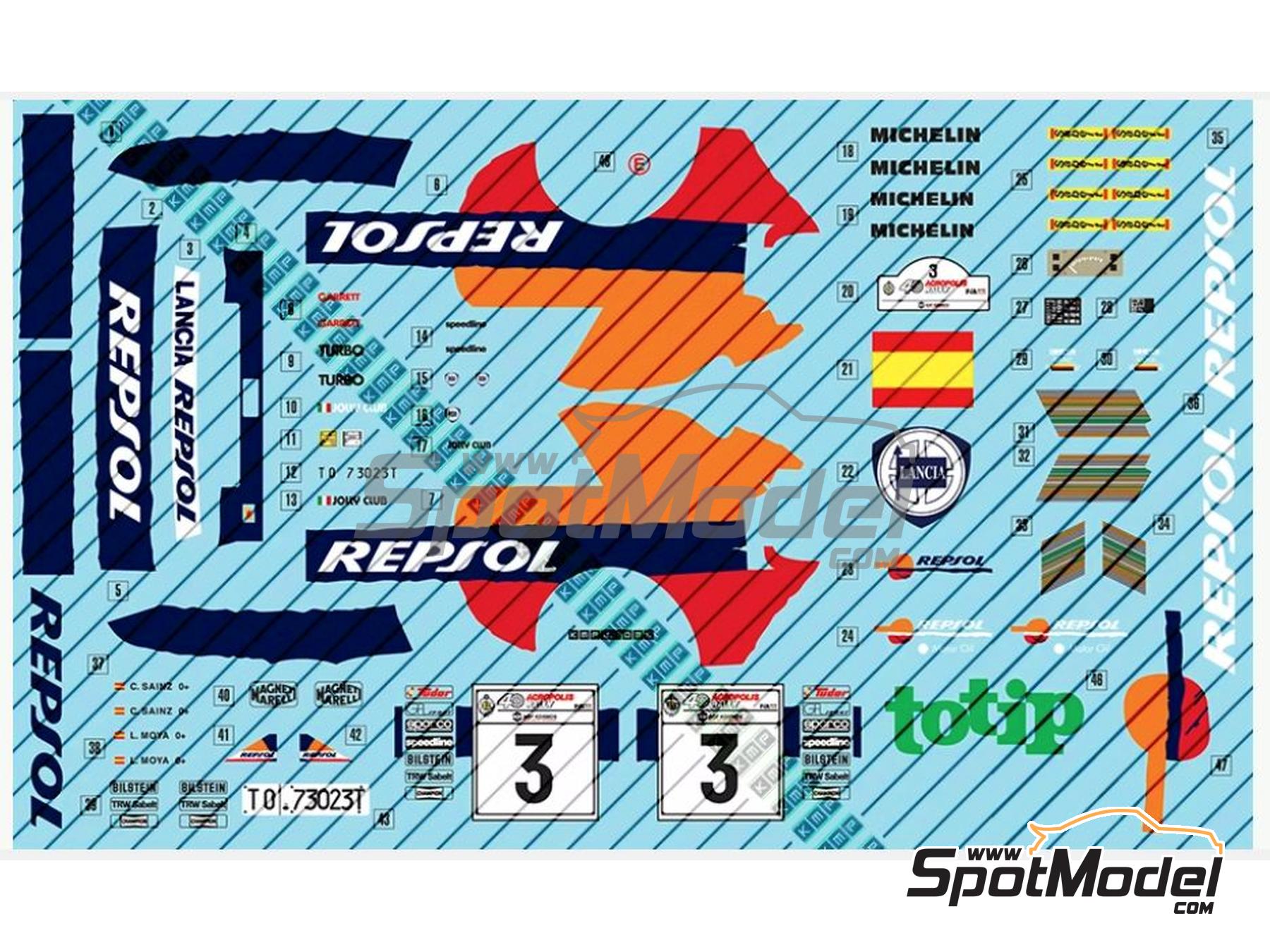 Image 1: Lancia Super Delta HF Integrale Equipo Jolly Club patrocinado por Repsol - Rally de Acropolis 1993 | Decoración en escala 1/24 fabricado por KMP Kool Models Production (ref. KMP-24036, tambien 24036)