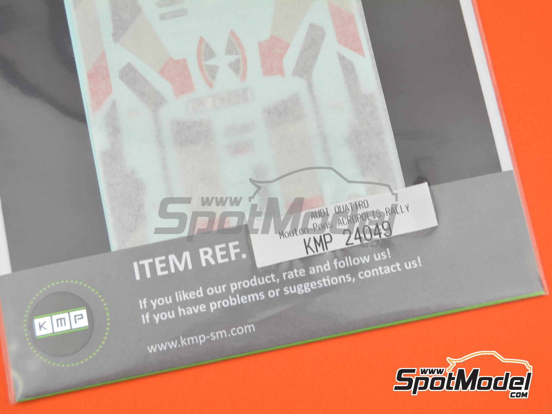 Image 3: Audi Quattro Grupo 4 Equipo Audi Sport - Rally de Acropolis 1982 | Decoraci&oacute;n en escala&nbsp;1/24 fabricado por KMP Kool Models Production (ref.&nbsp;KMP-24049, tambien 24049)