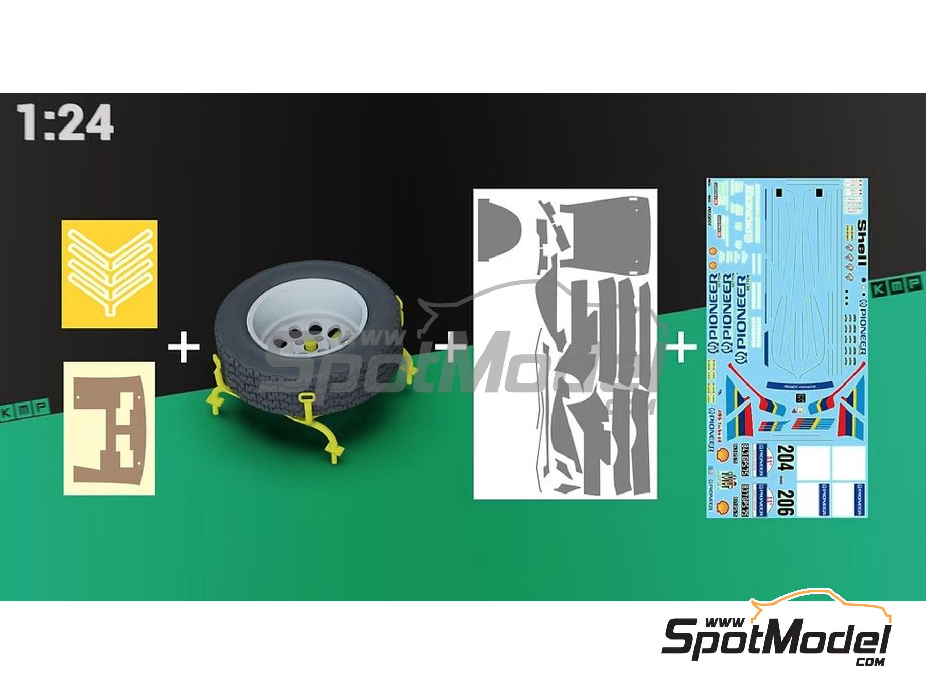 Image 1: Peugeot 405 Turbo 16 Equipo Peugeot Talbot Sport patrocinado por Pioneer - Rally Paris Dakar 1989 | Decoraci&oacute;n en escala&nbsp;1/24 fabricado por KMP Kool Models Production (ref.&nbsp;KMP-TK24274, tambien TK24274)