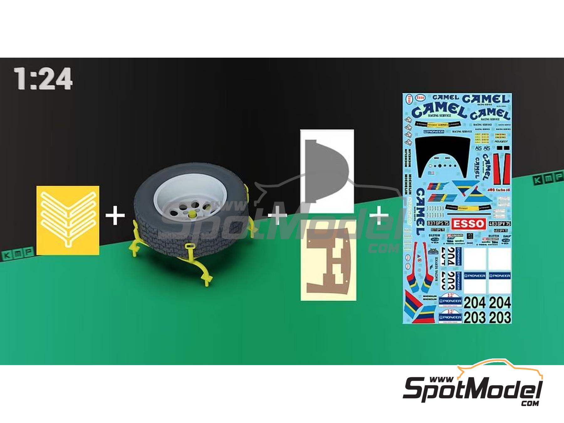 Image 1: Peugeot 405 Turbo 16 Equipo Peugeot Talbot Sport patrocinado por Camel - Rally Paris Dakar 1990 | Decoraci&oacute;n en escala&nbsp;1/24 fabricado por KMP Kool Models Production (ref.&nbsp;KMP-TK24275, tambien TK24275)