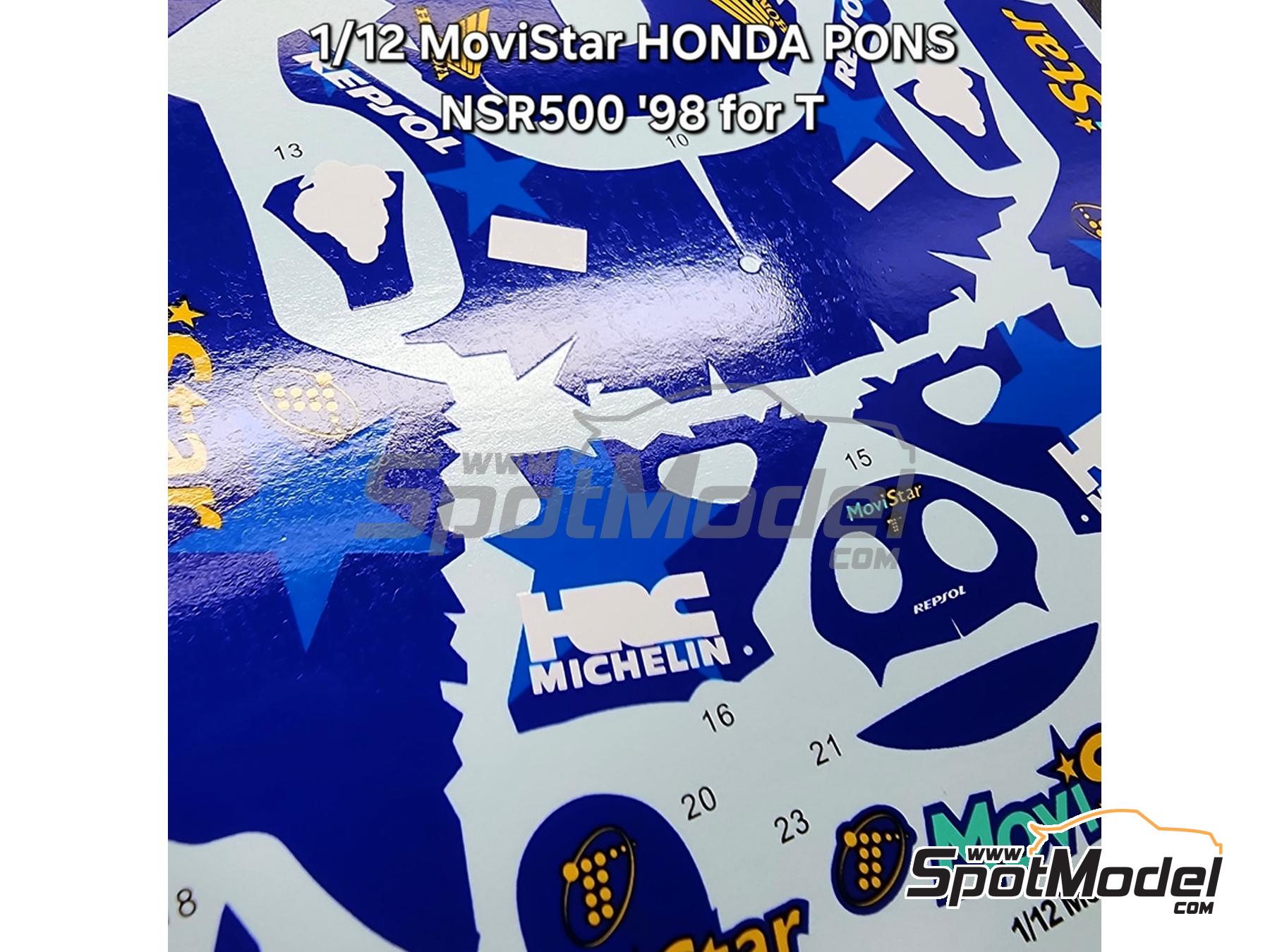 Image 4: Honda NSR500 Equipo Honda Pons patrocinado por MoviStar, Repsol - Campeonato del Mundo de Motociclismo 1998 | Decoraci&oacute;n en escala&nbsp;1/12 fabricado por Khaled Models (ref.&nbsp;MS044)