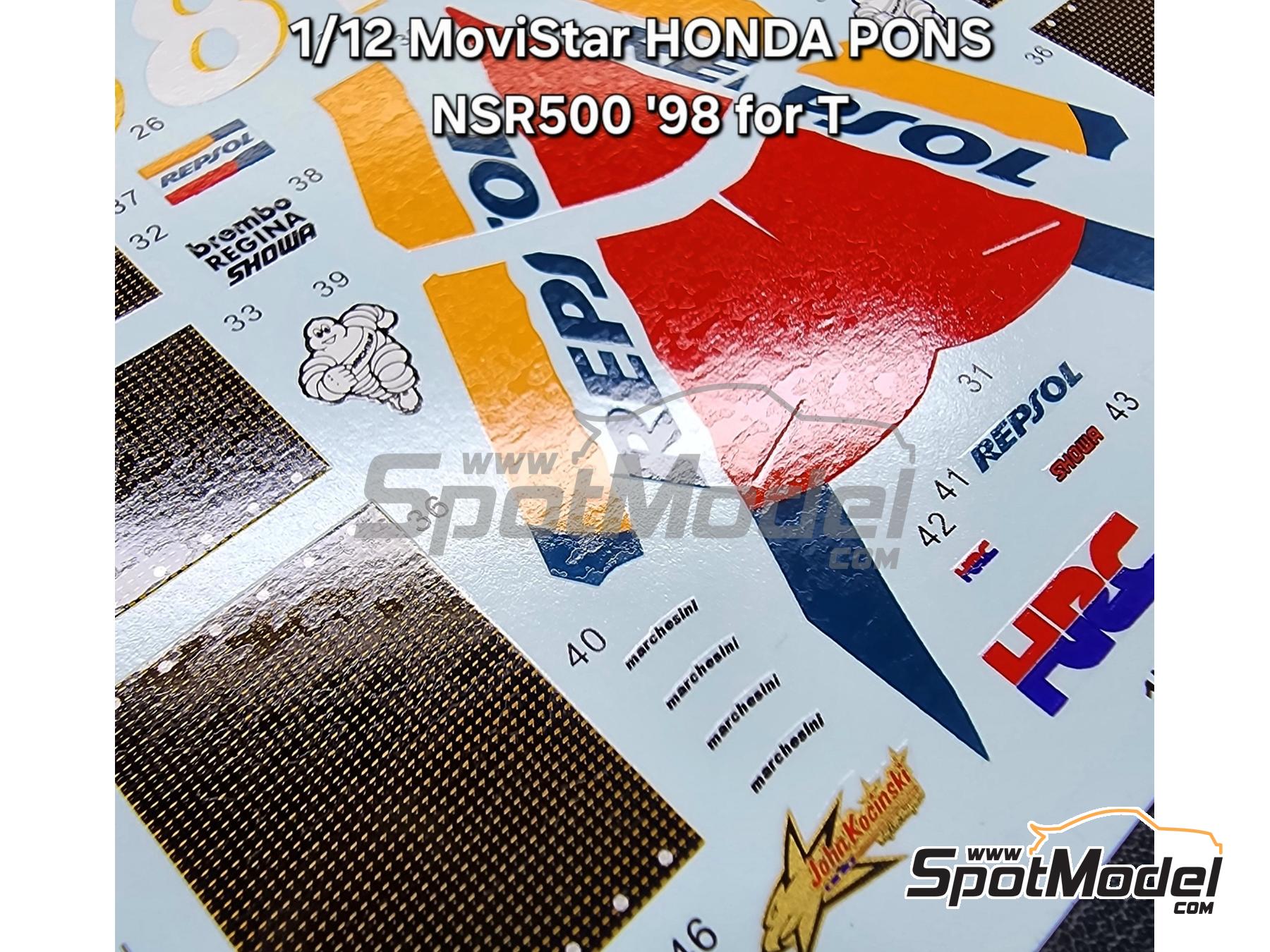 Image 5: Honda NSR500 Equipo Honda Pons patrocinado por MoviStar, Repsol - Campeonato del Mundo de Motociclismo 1998 | Decoraci&oacute;n en escala&nbsp;1/12 fabricado por Khaled Models (ref.&nbsp;MS044)