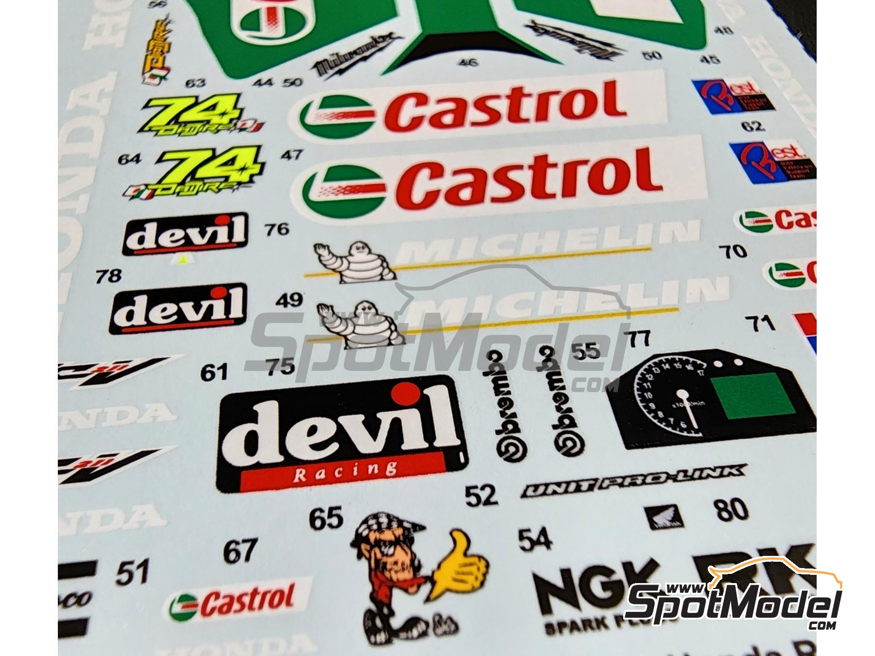 Image 5: Honda RC211V Gresini Racing Team sponsored by Telef&oacute;nica MoviStar - Moto GP World Championship 2003 | Marking / livery in 1/12 scale manufactured by Khaled Models (ref.&nbsp;MS049)