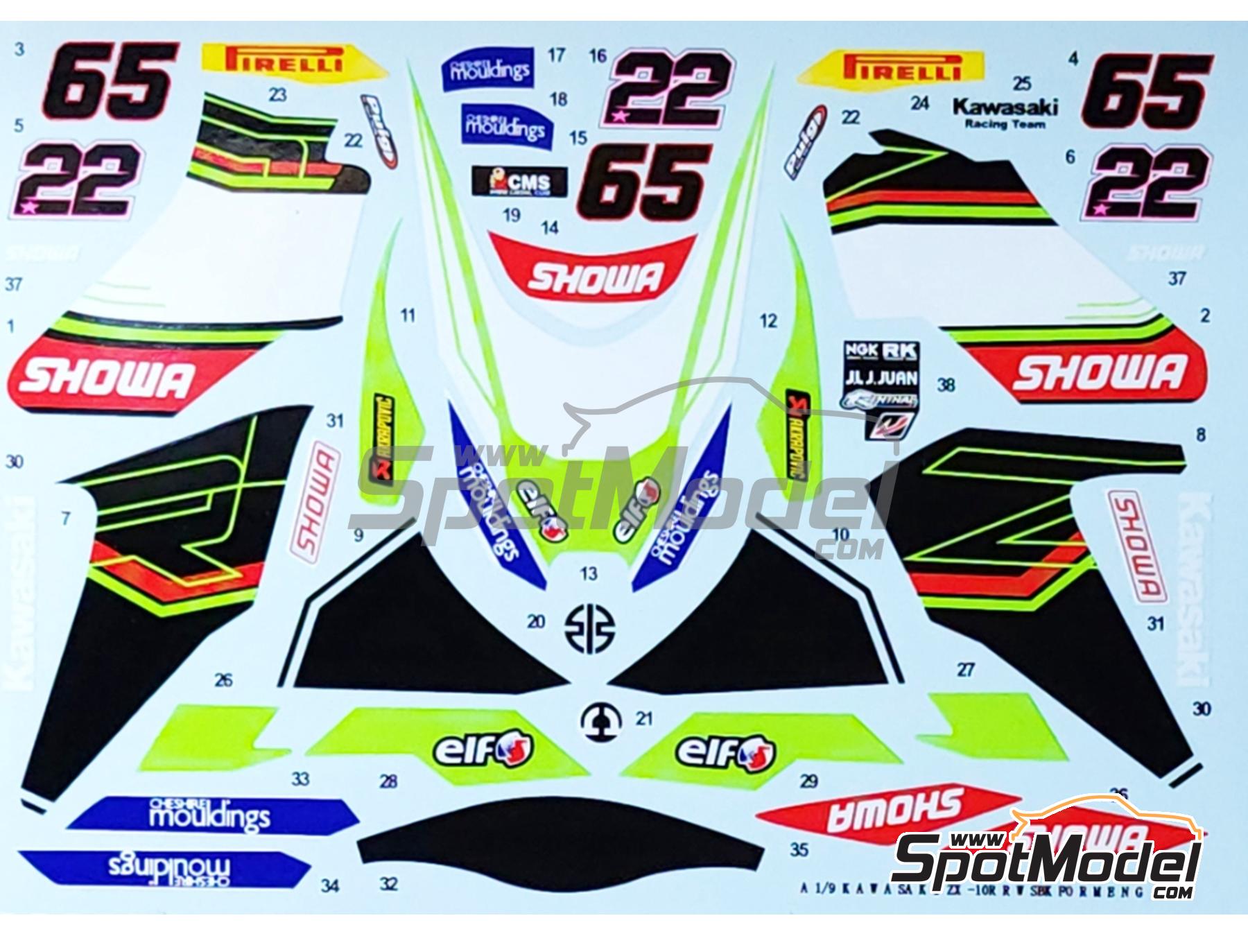Image 1: Kawasaki ZX-10RR Equipo Kawasaki Racing Team patrocinado por Cheshire Mouldings - Campeonato del Mundo de Superbikes 2023 | Decoraci&oacute;n en escala&nbsp;1/9 fabricado por Khaled Models (ref.&nbsp;MS053)