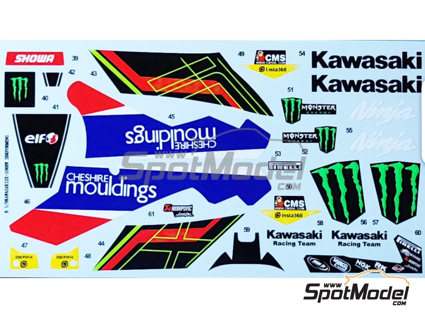 Image 2: Kawasaki ZX-10RR Equipo Kawasaki Racing Team patrocinado por Cheshire Mouldings - Campeonato del Mundo de Superbikes 2023 | Decoraci&oacute;n en escala&nbsp;1/9 fabricado por Khaled Models (ref.&nbsp;MS053)