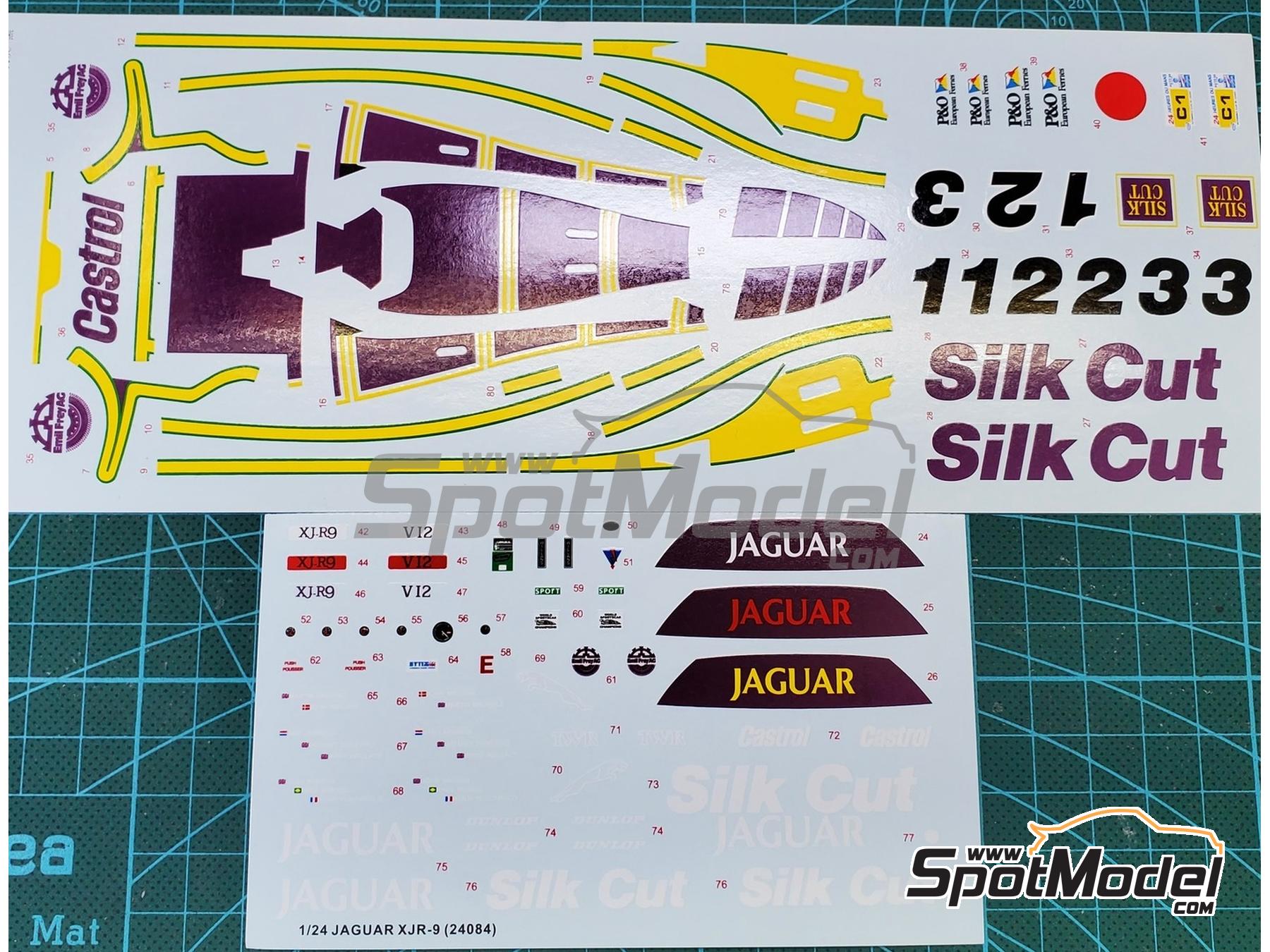 Image 1: Jaguar XJR-9LM Equipo TWR patrocinado por Silk Cut - 24 Horas de Le Mans 1988 | Decoraci&oacute;n en escala&nbsp;1/24 fabricado por Khaled Models (ref.&nbsp;QS001)