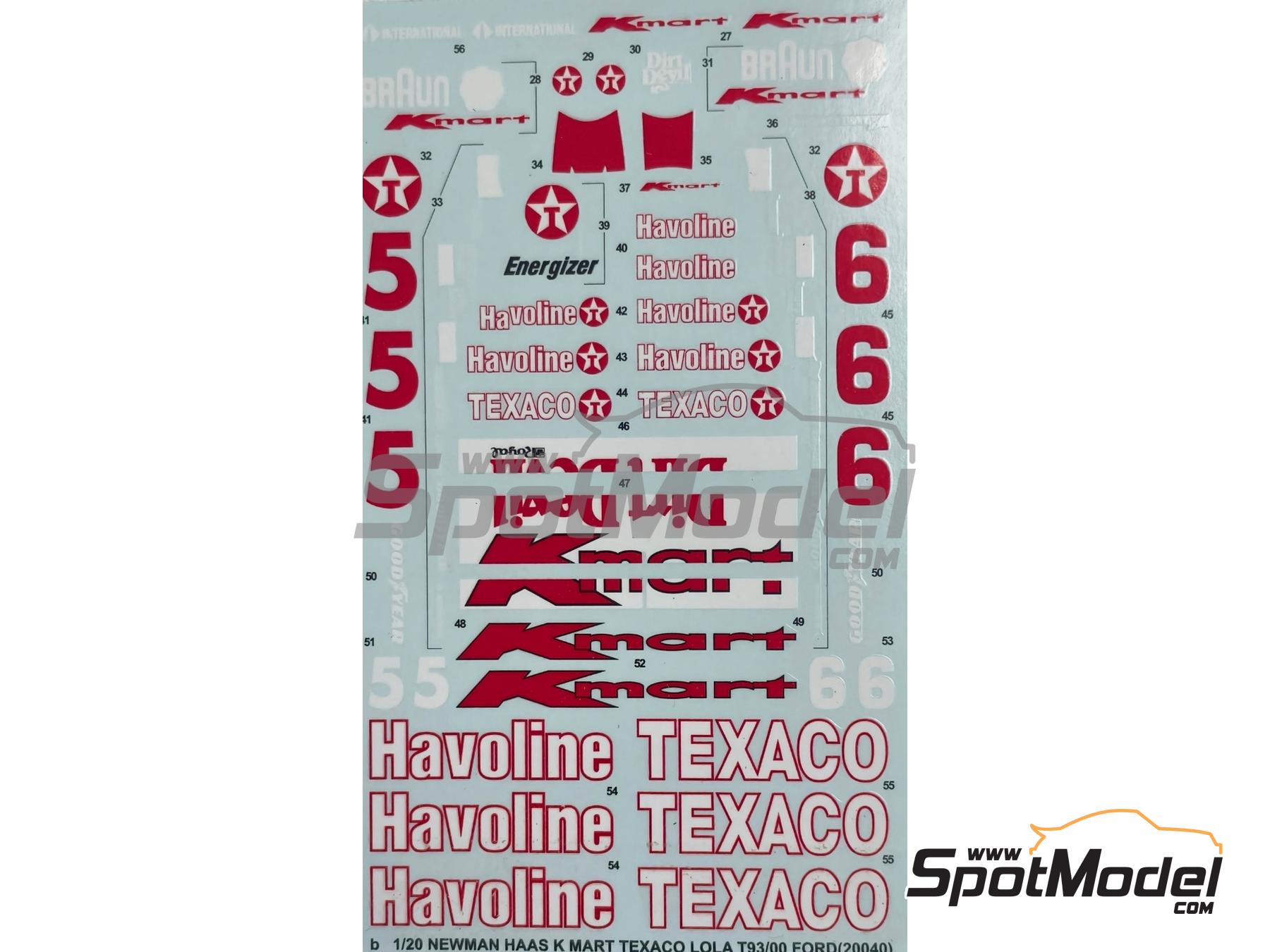 Image 1: Lola Ford T93/00 Newman Haas Racing Team sponsored by Havoline, Kmart - NTT IndyCar Series 1993 | Marking / livery in 1/20 scale manufactured by Khaled Models (ref.&nbsp;QS003)