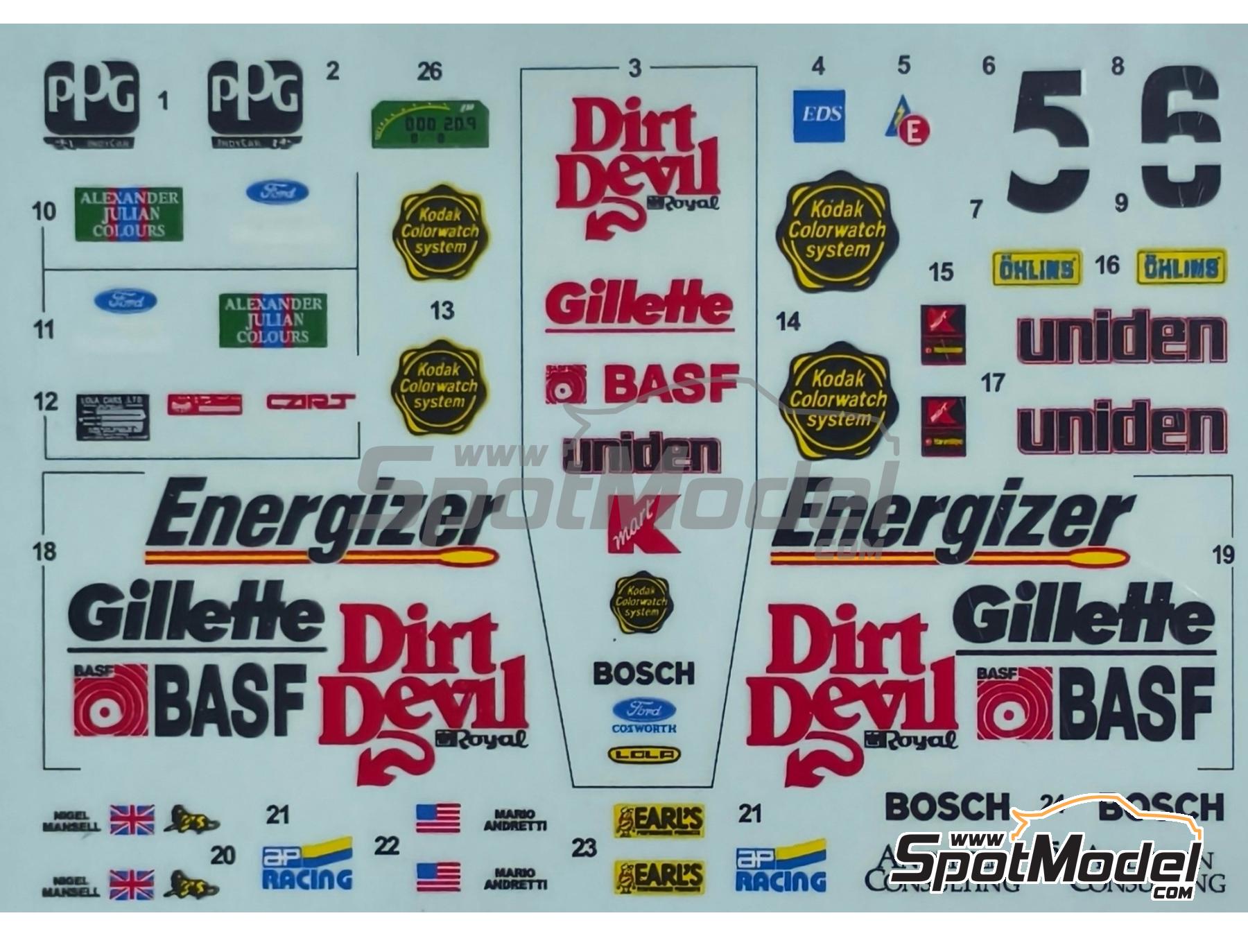Image 3: Lola Ford T93/00 Newman Haas Racing Team sponsored by Havoline, Kmart - NTT IndyCar Series 1993 | Marking / livery in 1/20 scale manufactured by Khaled Models (ref.&nbsp;QS003)