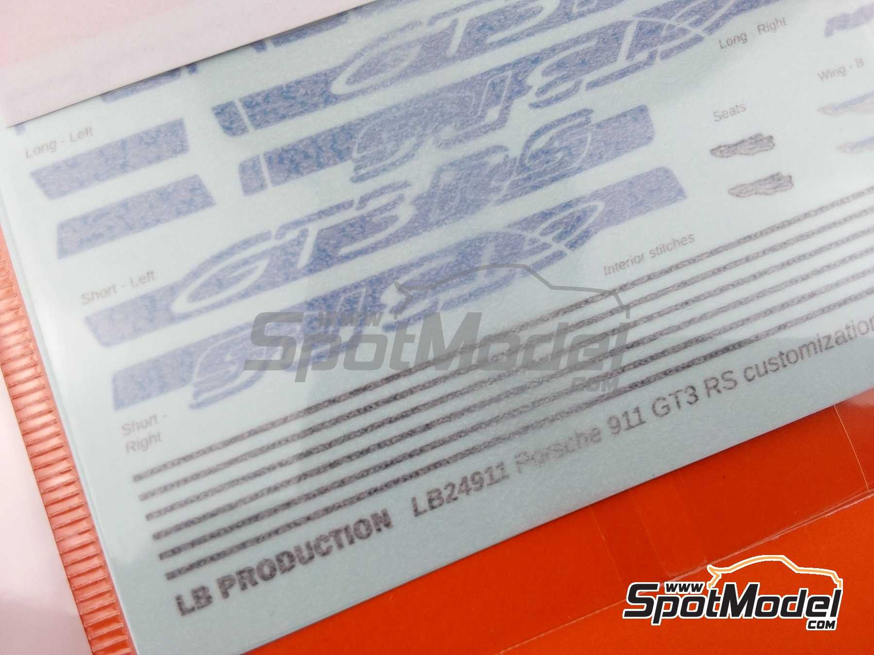 Image 3: Porsche 911 GT3 RS Blue Stripes | Decals in 1/24 scale manufactured by LB Production (ref. 24911BLU)