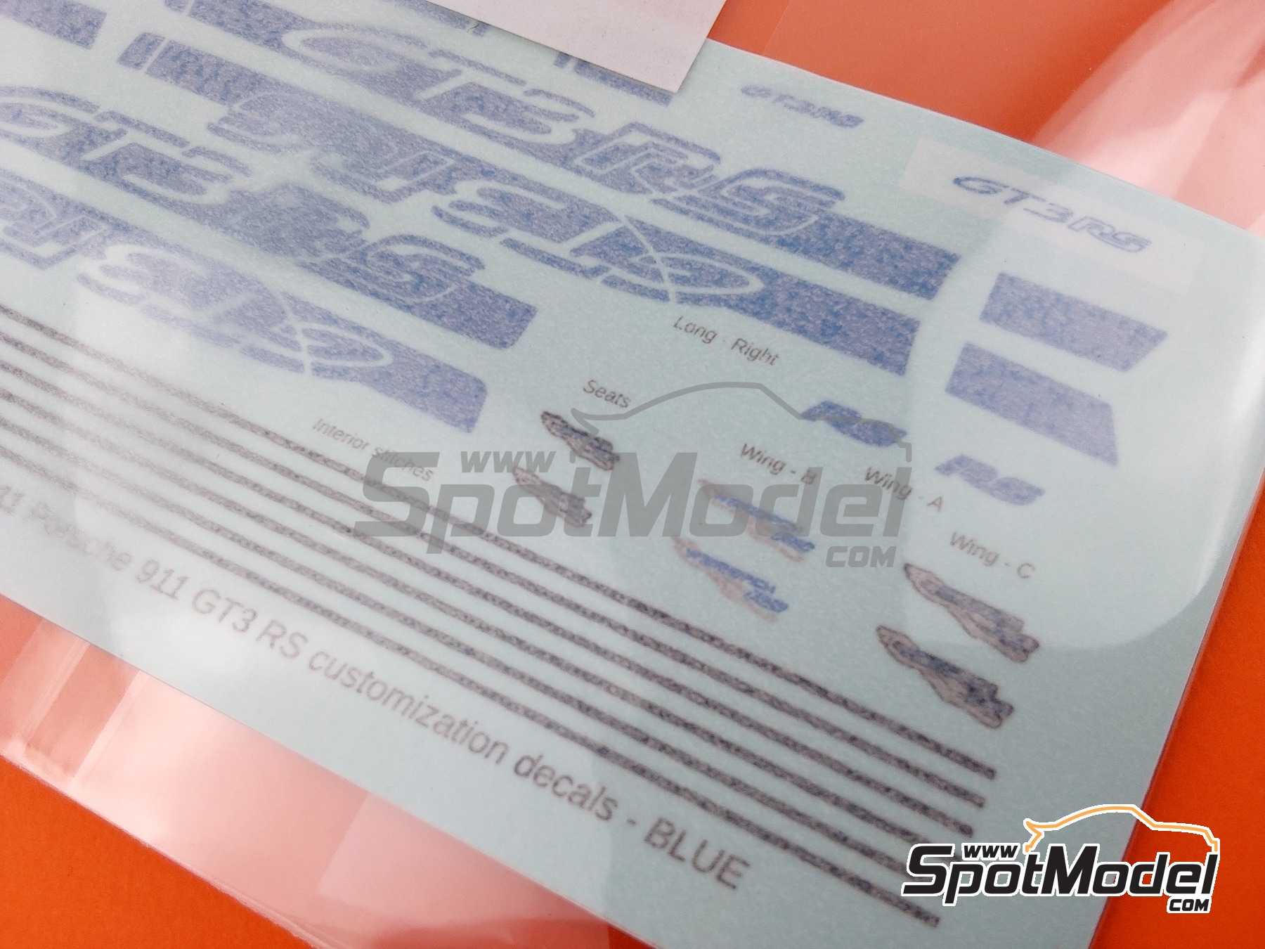 Image 4: Porsche 911 GT3 RS Blue Stripes | Decals in 1/24 scale manufactured by LB Production (ref. 24911BLU)