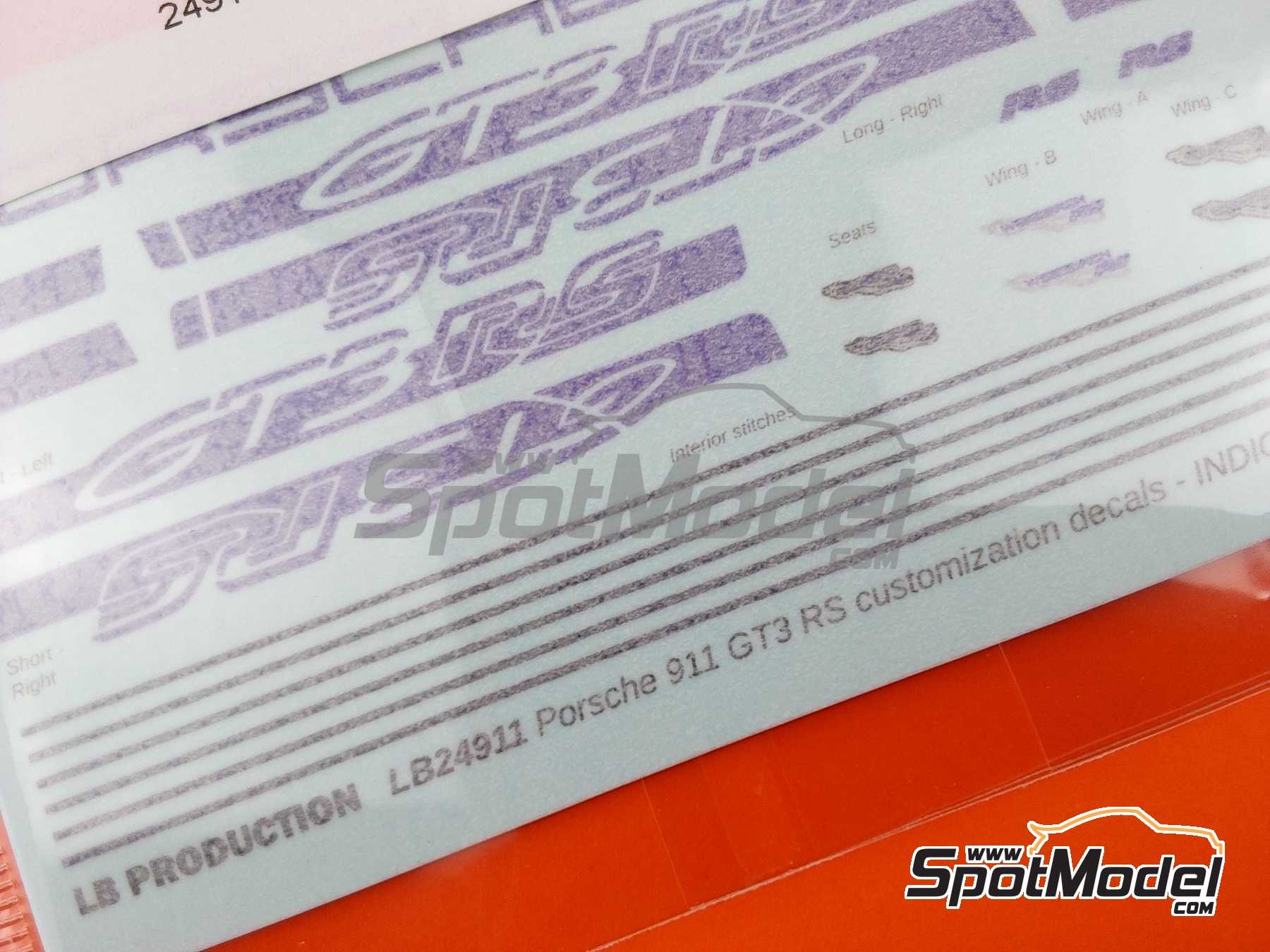 Image 3: Porsche 911 GT3 RS Indigo Stripes | Decals in 1/24 scale manufactured by LB Production (ref.&nbsp;24911IDG)