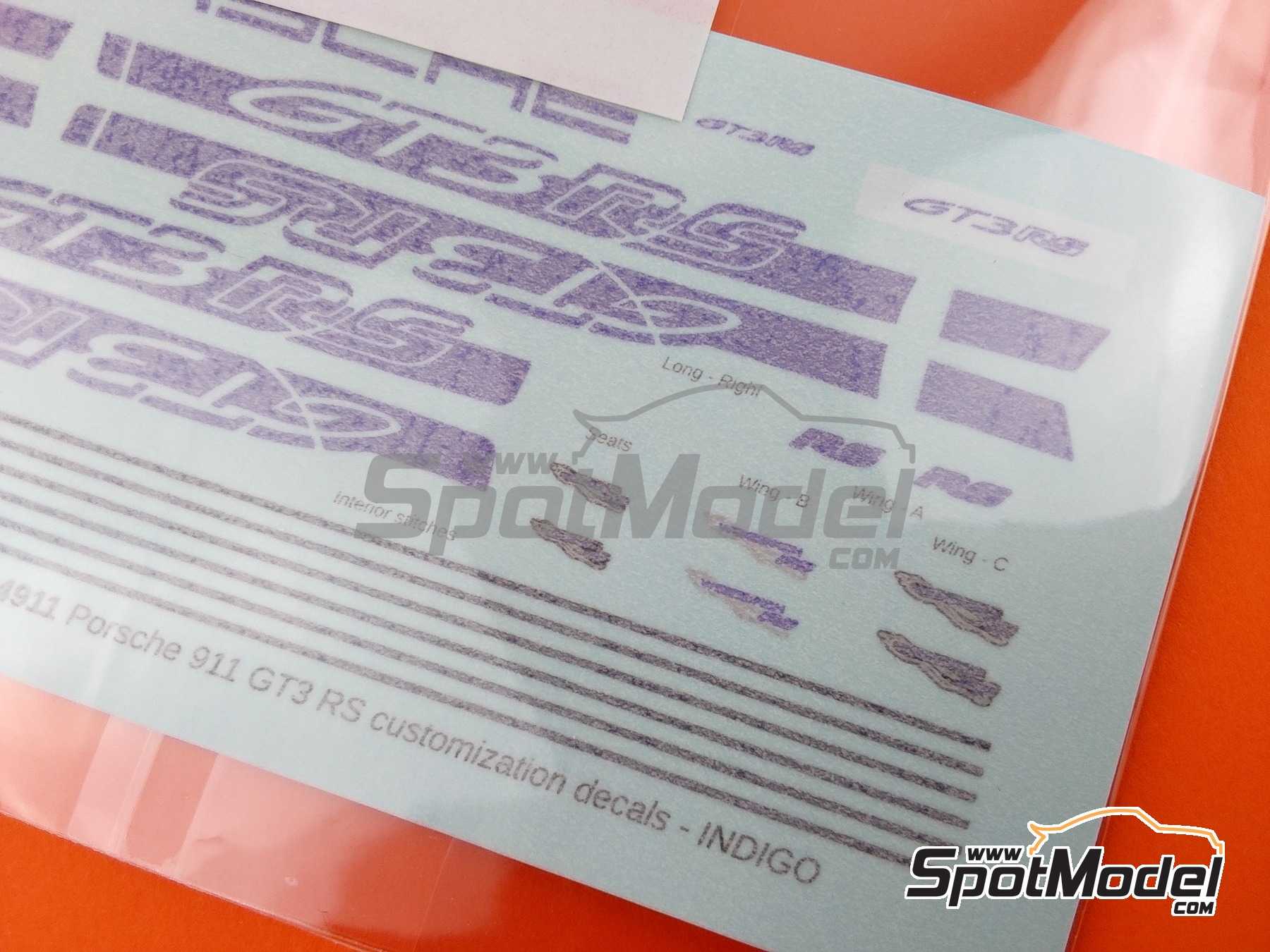 Image 4: Porsche 911 GT3 RS Indigo Stripes | Decals in 1/24 scale manufactured by LB Production (ref.&nbsp;24911IDG)