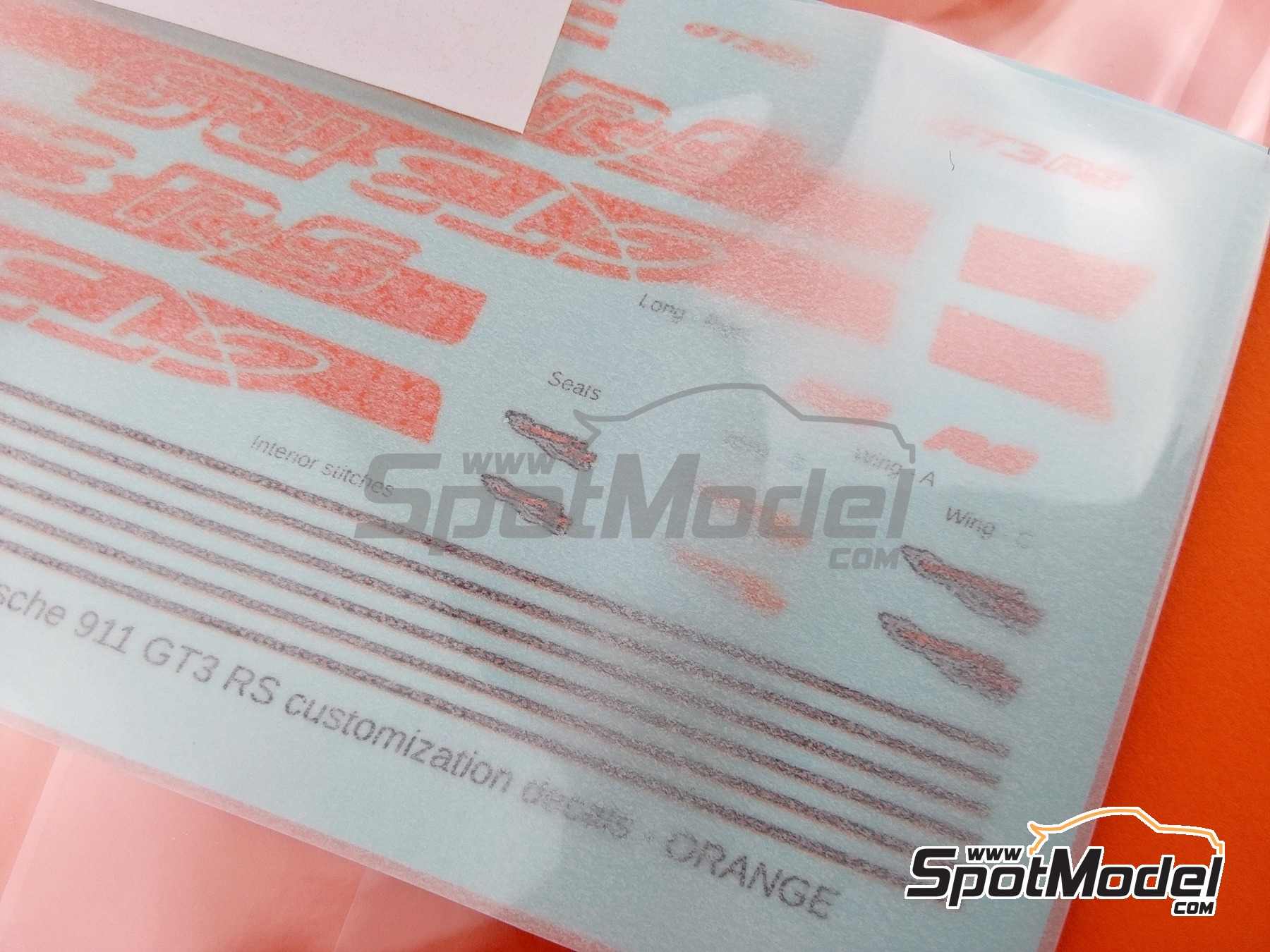 Image 4: Porsche 911 GT3 RS Orange Stripes | Decals in 1/24 scale manufactured by LB Production (ref.&nbsp;24911ORG)