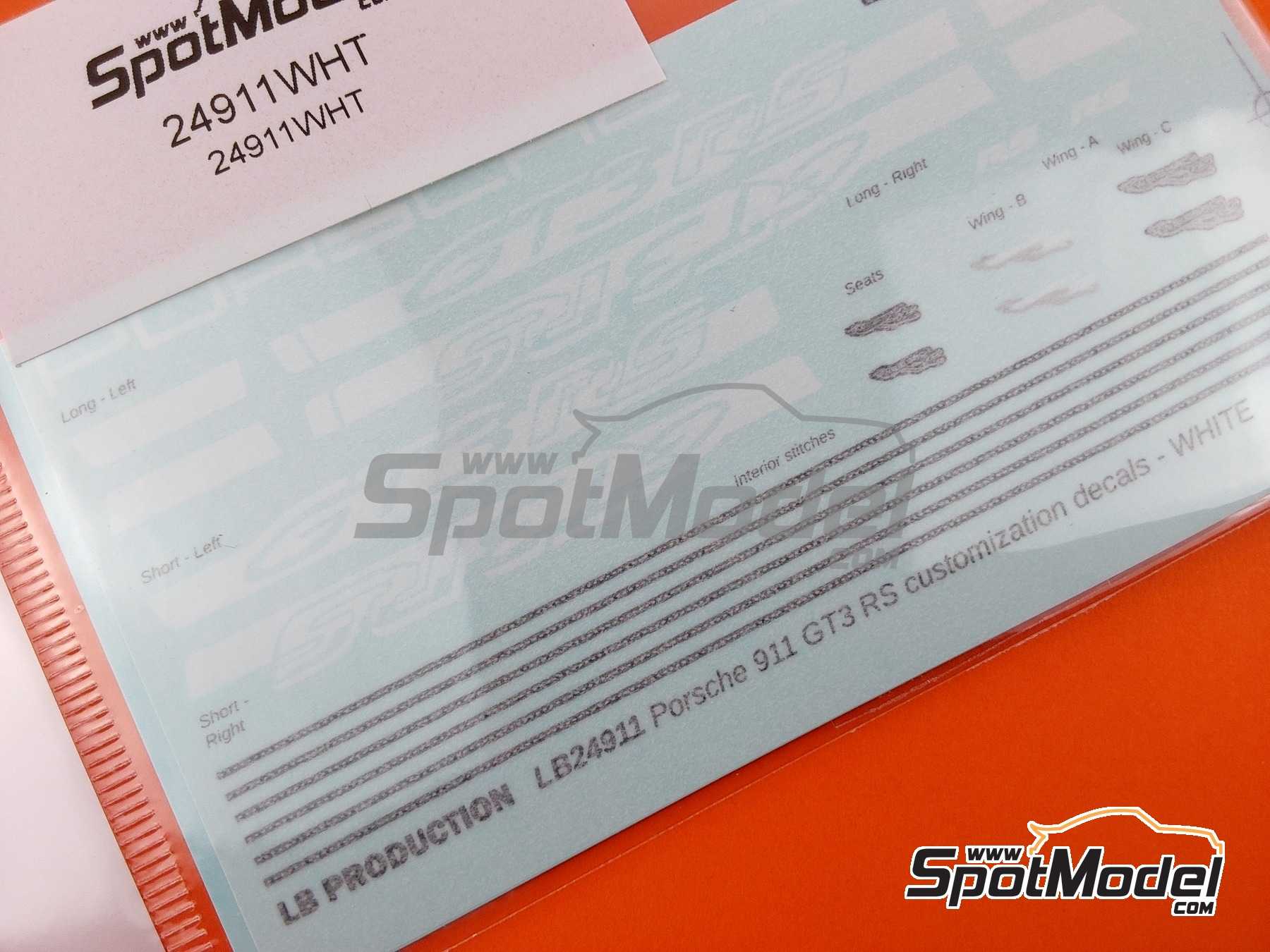 Image 3: Porsche 911 GT3 RS White Stripes | Decals in 1/24 scale manufactured by LB Production (ref. 24911WHT)