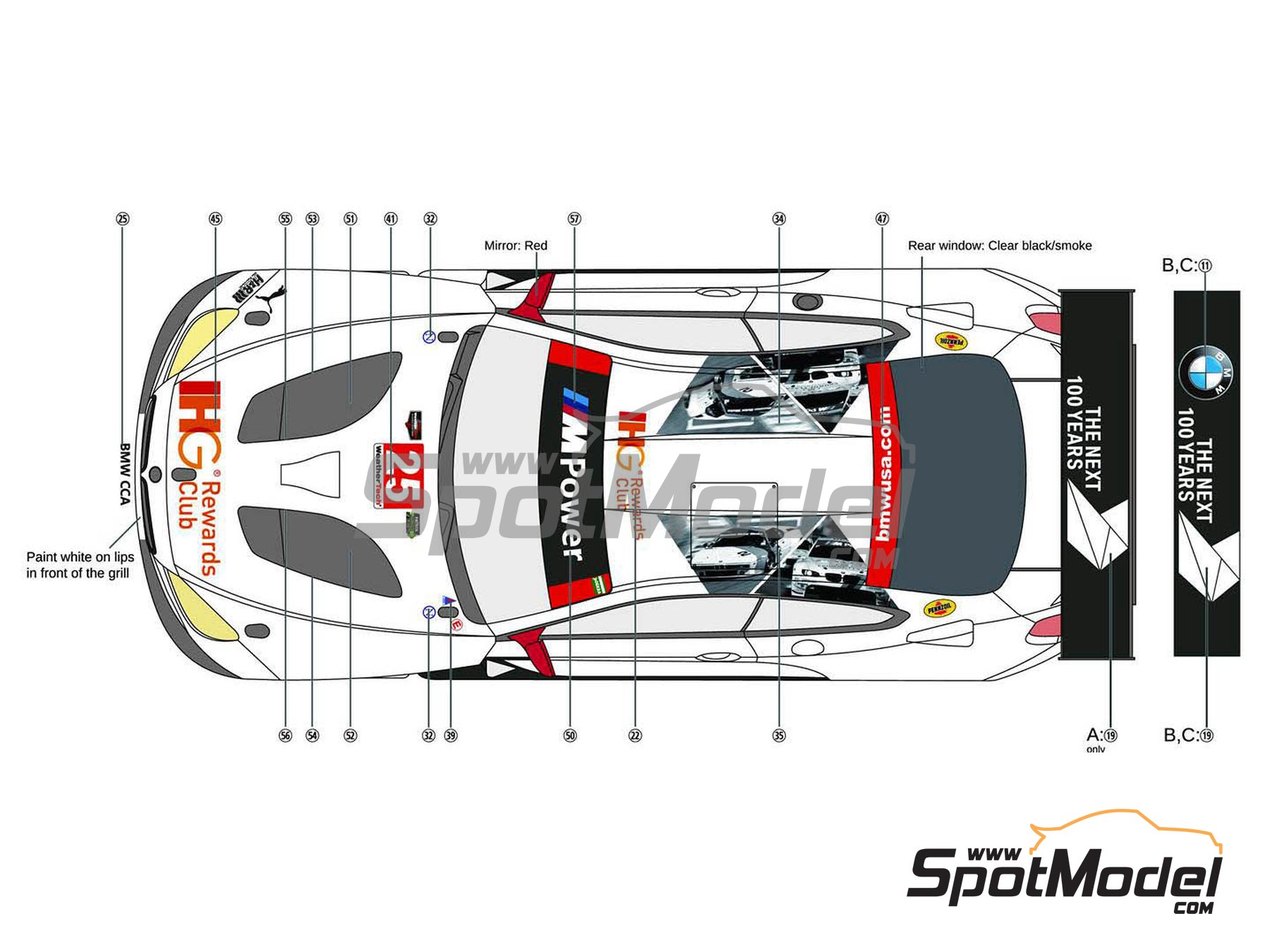 Image 3: BMW M6 GT3 patrocinado por BMW The Next 100 Years - IMSA 2016 | Decoraci&oacute;n en escala&nbsp;1/24 fabricado por LB Production (ref.&nbsp;LB-24022, tambien LB24022 y 24022)