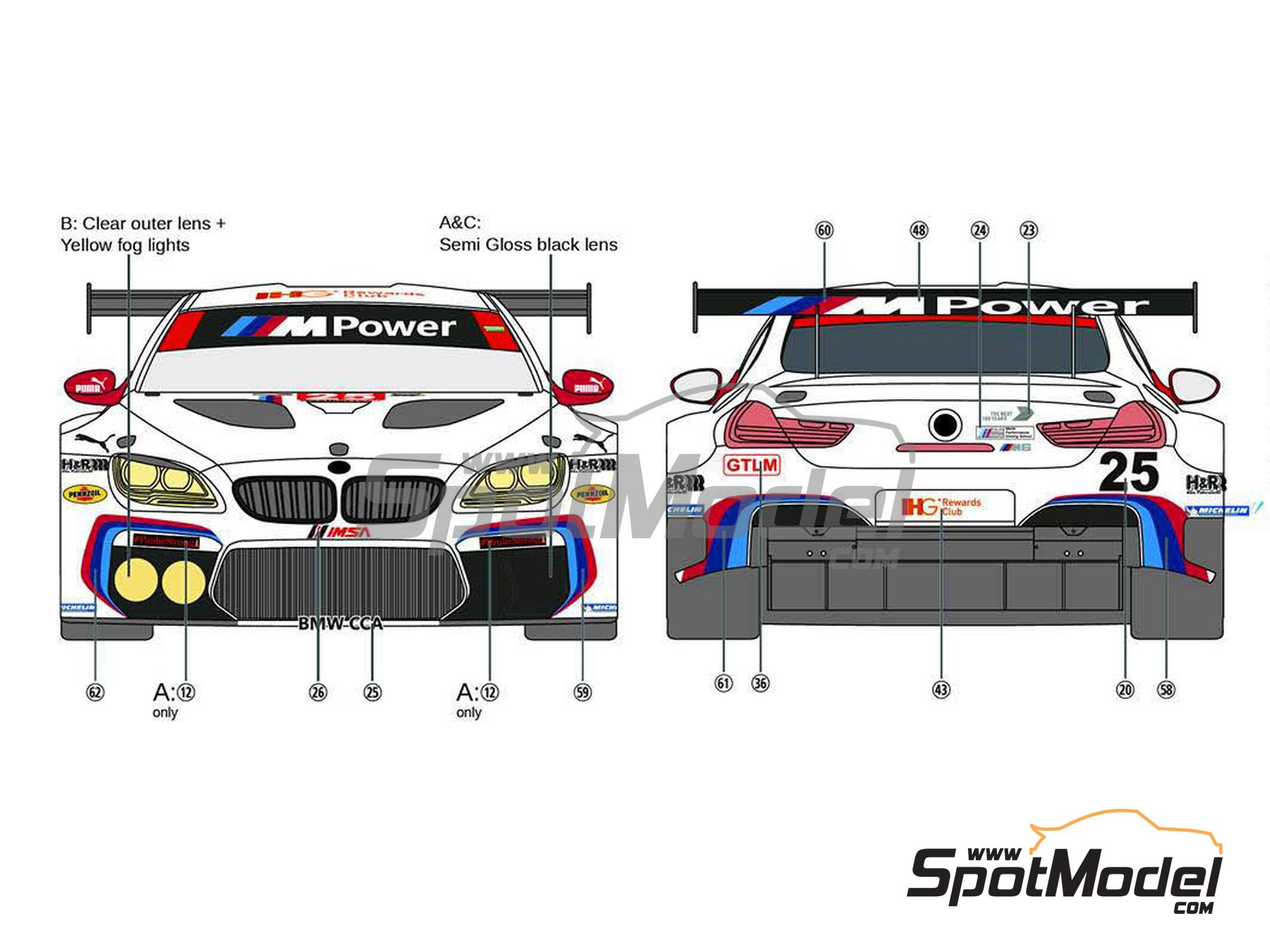 Image 4: BMW M6 GT3 patrocinado por BMW The Next 100 Years - IMSA 2016 | Decoraci&oacute;n en escala&nbsp;1/24 fabricado por LB Production (ref.&nbsp;LB-24022, tambien LB24022 y 24022)