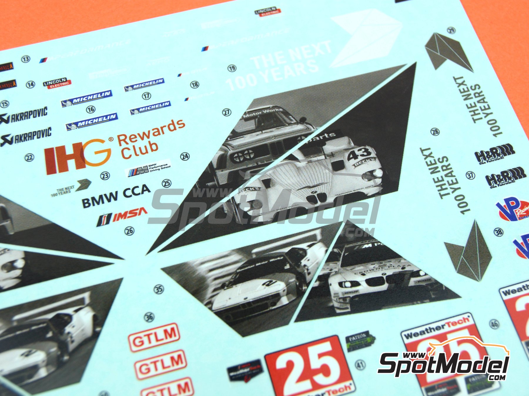 Image 6: BMW M6 GT3 patrocinado por BMW The Next 100 Years - IMSA 2016 | Decoraci&oacute;n en escala&nbsp;1/24 fabricado por LB Production (ref.&nbsp;LB-24022, tambien LB24022 y 24022)