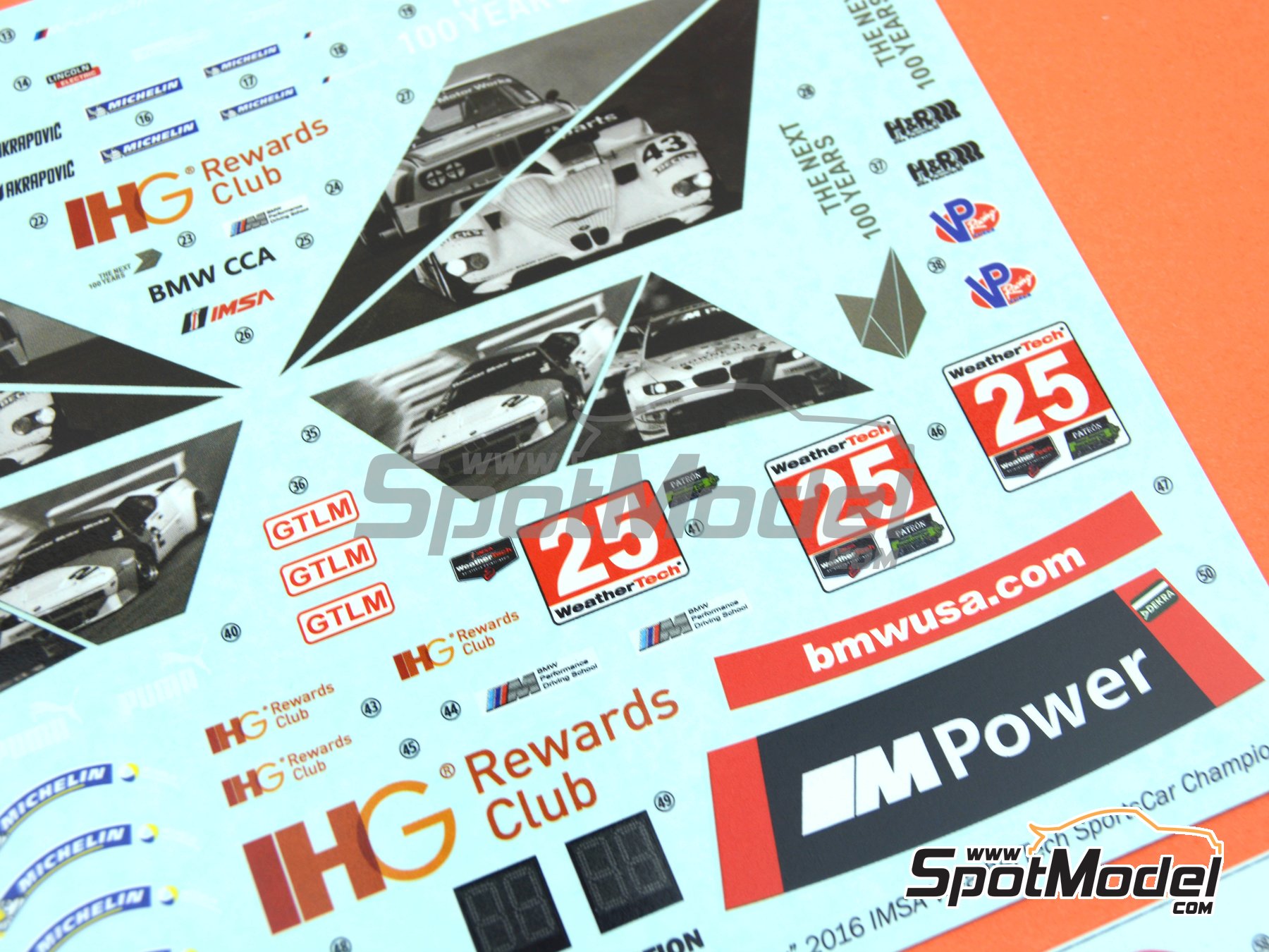 Image 8: BMW M6 GT3 patrocinado por BMW The Next 100 Years - IMSA 2016 | Decoraci&oacute;n en escala&nbsp;1/24 fabricado por LB Production (ref.&nbsp;LB-24022, tambien LB24022 y 24022)