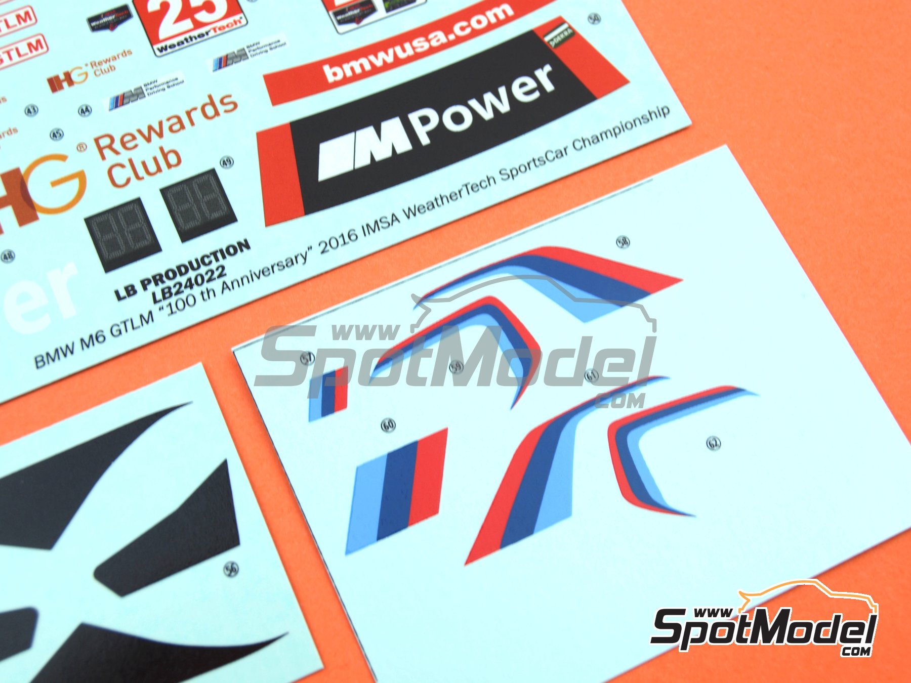 Image 9: BMW M6 GT3 patrocinado por BMW The Next 100 Years - IMSA 2016 | Decoraci&oacute;n en escala&nbsp;1/24 fabricado por LB Production (ref.&nbsp;LB-24022, tambien LB24022 y 24022)