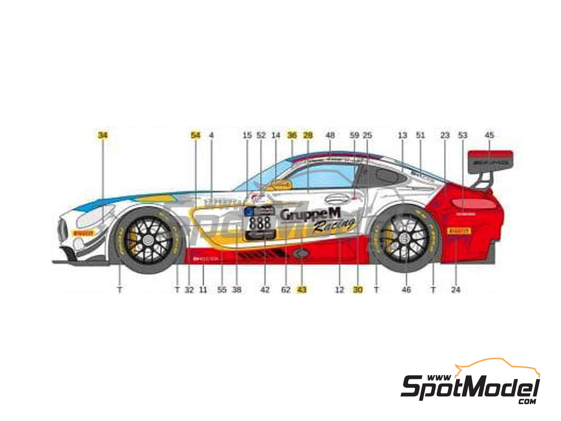 Image 2: Mercedes Benz AMG GT3 GruppeM Racing Team - Suzuka 10 Hours 2018 | Marking / livery in 1/24 scale manufactured by LB Production (ref.&nbsp;LB-24025, also LB24025 and 24025)