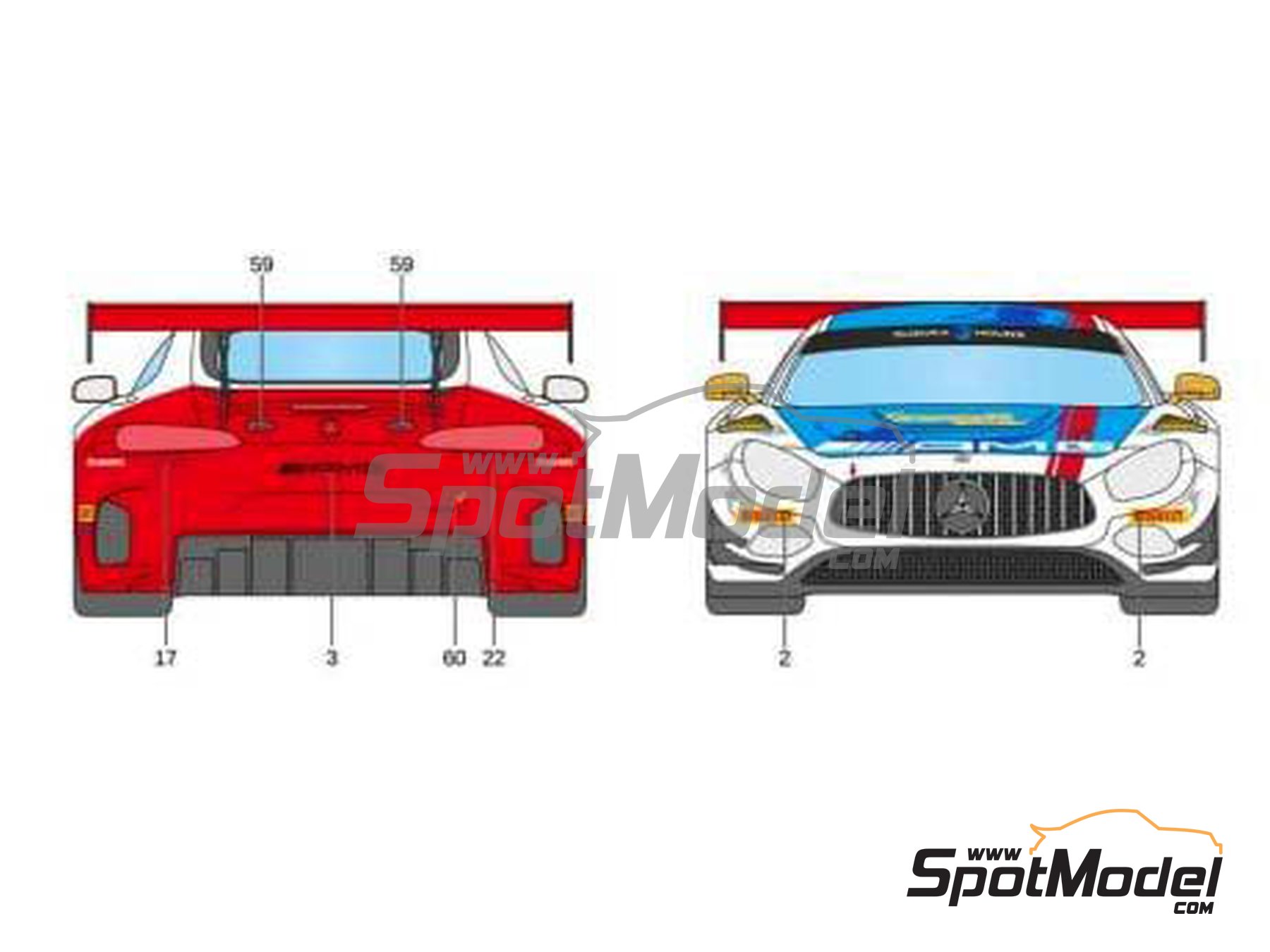 Image 4: Mercedes Benz AMG GT3 GruppeM Racing Team - Suzuka 10 Hours 2018 | Marking / livery in 1/24 scale manufactured by LB Production (ref.&nbsp;LB-24025, also LB24025 and 24025)