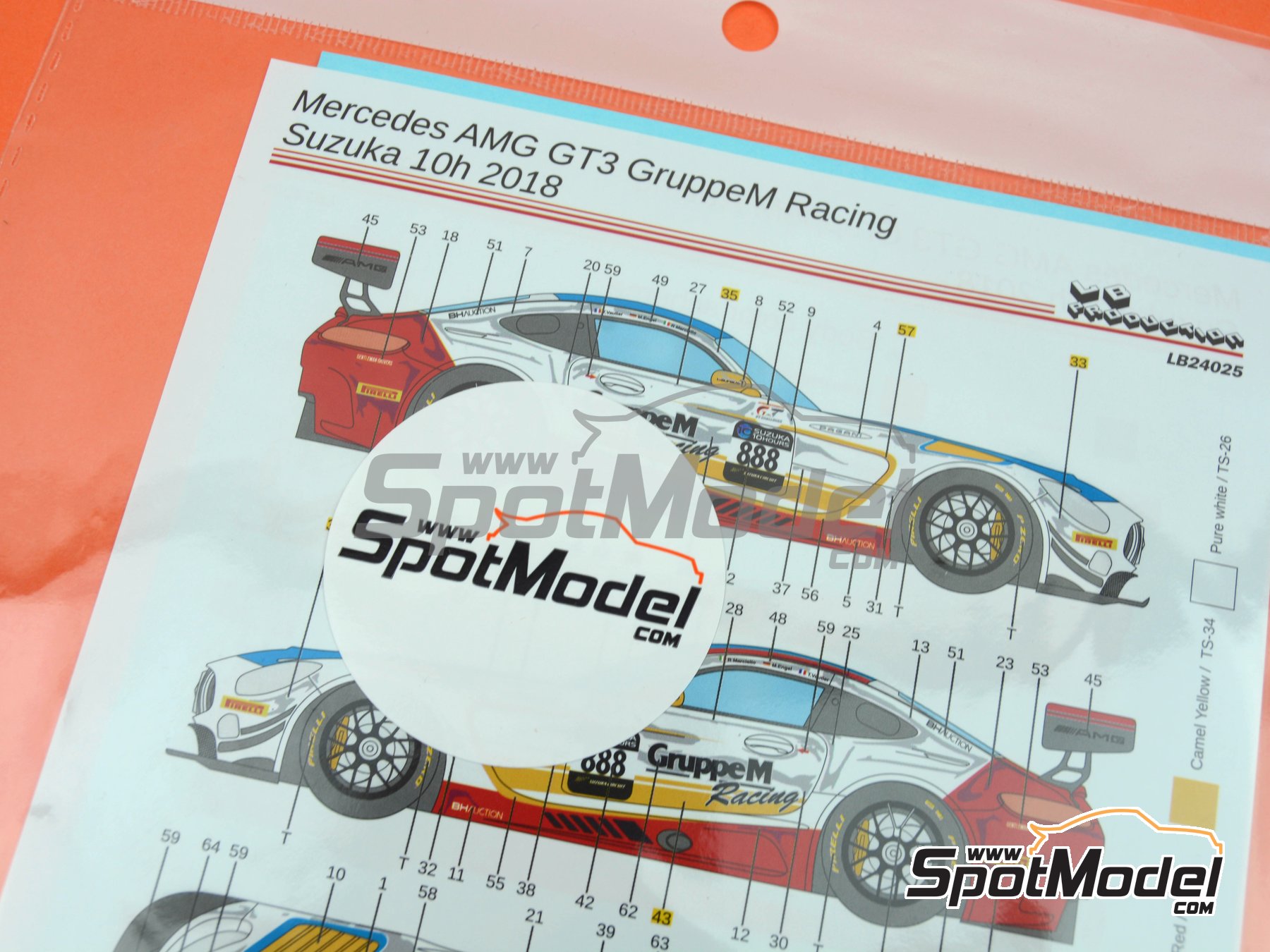 Image 6: Mercedes Benz AMG GT3 GruppeM Racing Team - Suzuka 10 Hours 2018 | Marking / livery in 1/24 scale manufactured by LB Production (ref.&nbsp;LB-24025, also LB24025 and 24025)