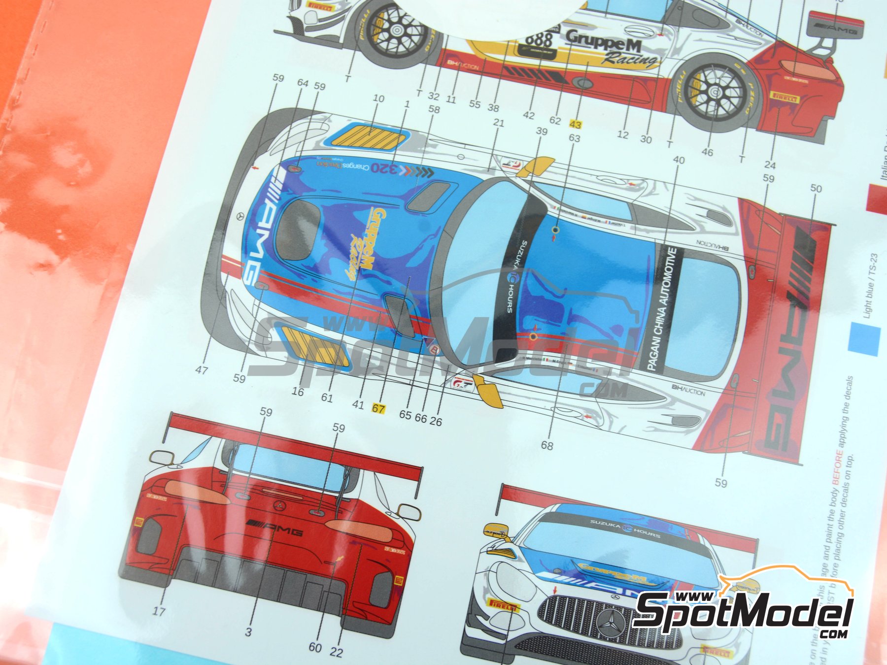 Image 7: Mercedes Benz AMG GT3 GruppeM Racing Team - Suzuka 10 Hours 2018 | Marking / livery in 1/24 scale manufactured by LB Production (ref.&nbsp;LB-24025, also LB24025 and 24025)