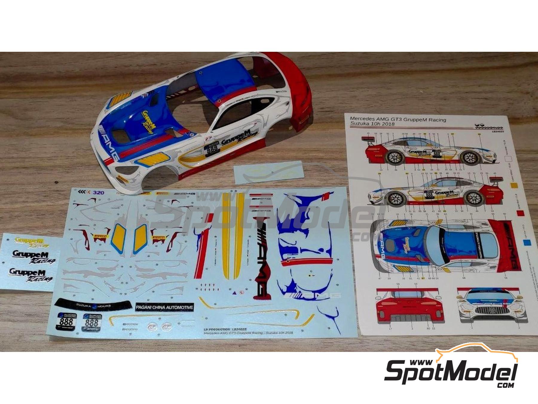 Image 10: Mercedes Benz AMG GT3 GruppeM Racing Team - Suzuka 10 Hours 2018 | Marking / livery in 1/24 scale manufactured by LB Production (ref.&nbsp;LB-24025, also LB24025 and 24025)