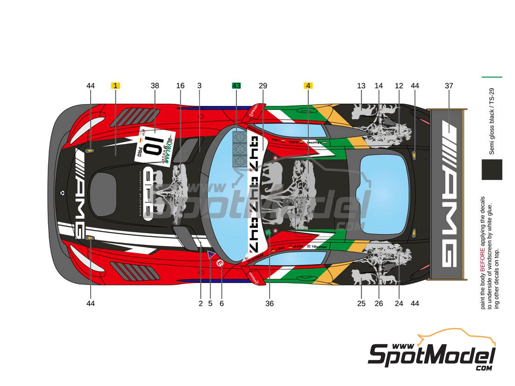 Image 3: Mercedes Benz AMG GT3 SPS Automotive Performance Team - 9 Hours Kyalami 2019 | Marking / livery in 1/24 scale manufactured by LB Production (ref.&nbsp;LB-24026, also LB24026 and 24026)