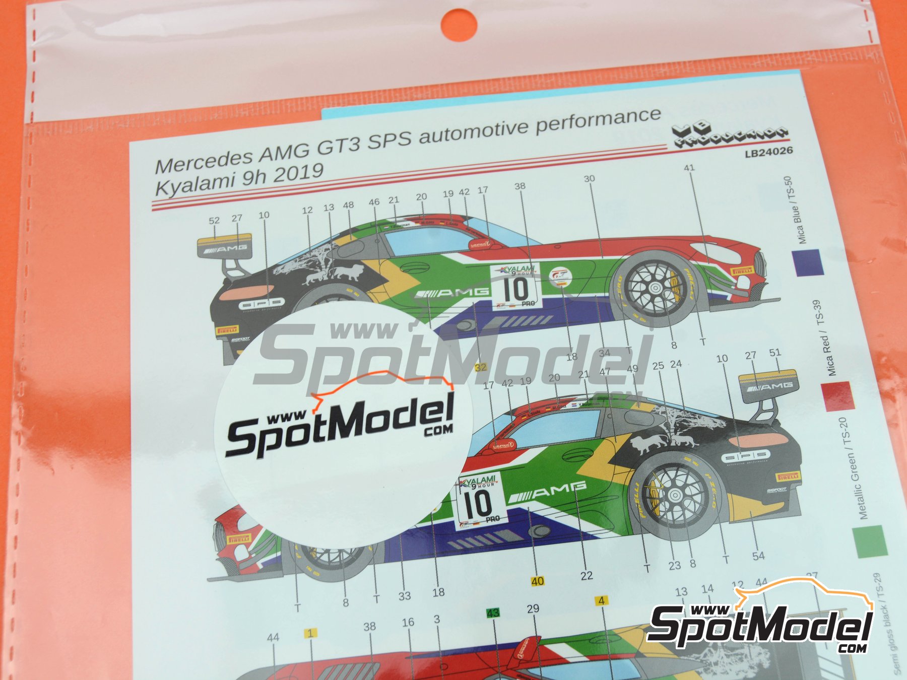 Image 6: Mercedes Benz AMG GT3 SPS Automotive Performance Team - 9 Hours Kyalami 2019 | Marking / livery in 1/24 scale manufactured by LB Production (ref.&nbsp;LB-24026, also LB24026 and 24026)