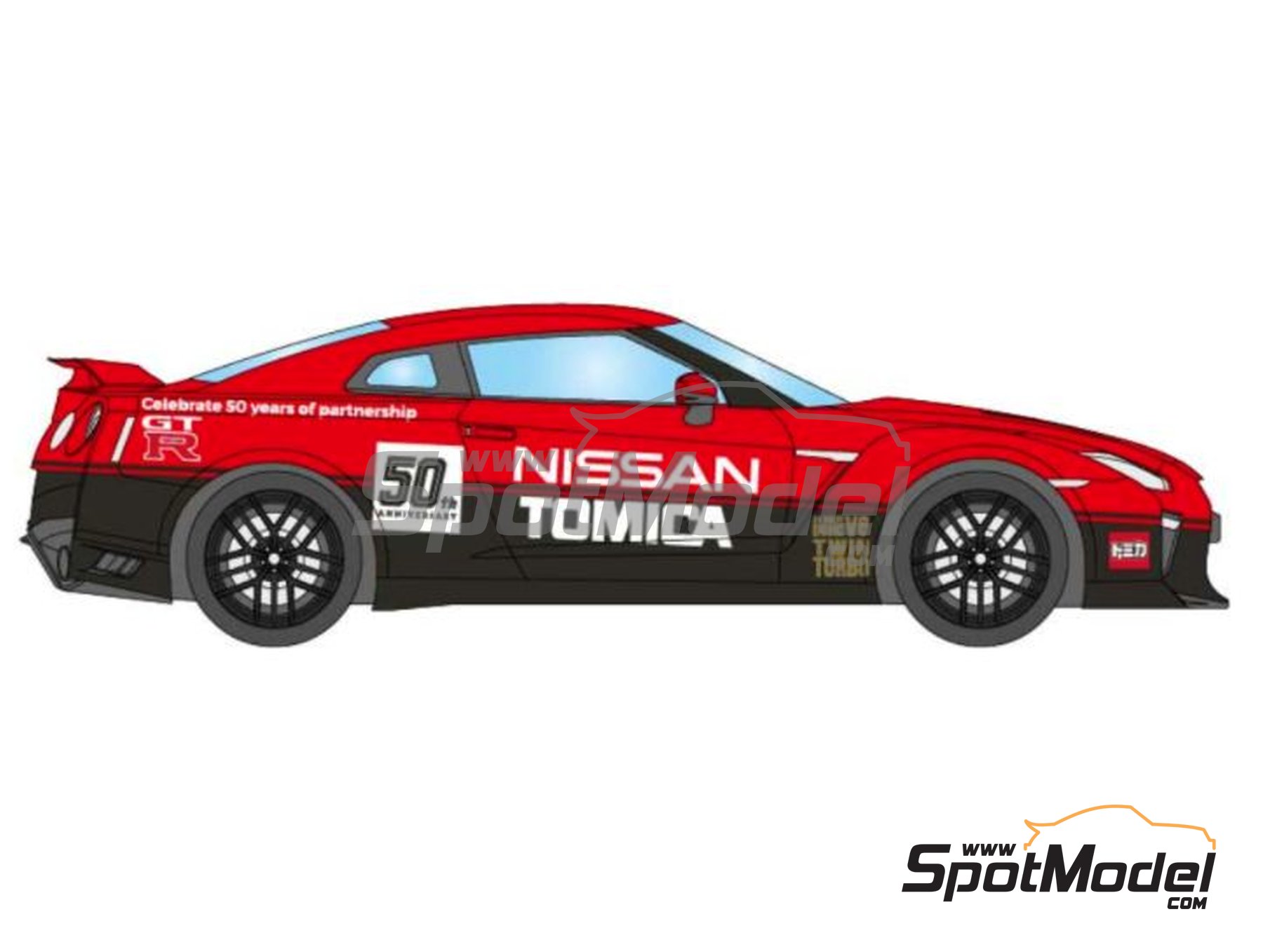 Image 2: Nissan GT-R patrocinado por Tomica 50th Anniversary | Decoraci&oacute;n en escala&nbsp;1/24 fabricado por LB Production (ref.&nbsp;LB-24032, tambien LB24032 y 24032)