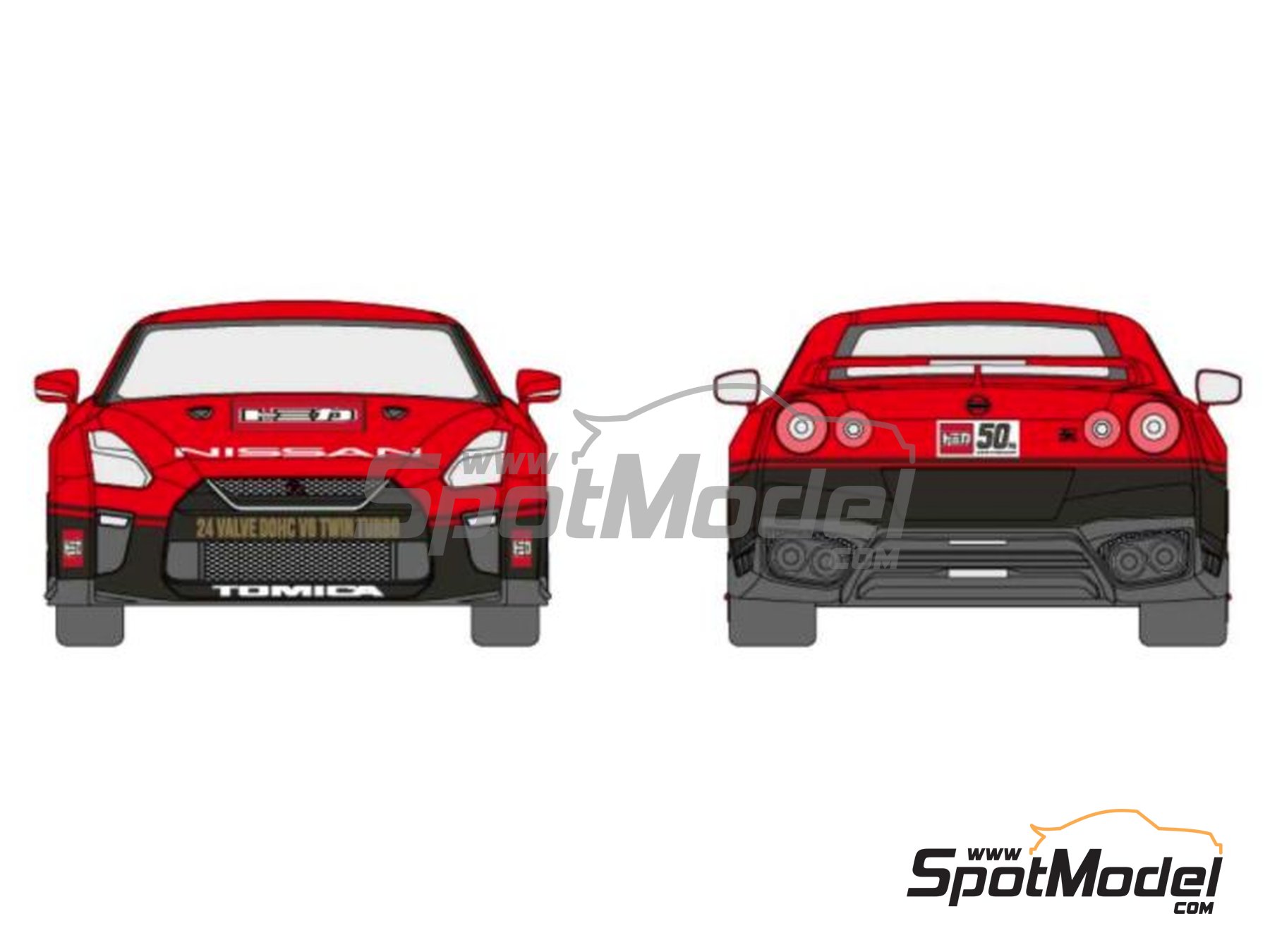 Image 4: Nissan GT-R patrocinado por Tomica 50th Anniversary | Decoraci&oacute;n en escala&nbsp;1/24 fabricado por LB Production (ref.&nbsp;LB-24032, tambien LB24032 y 24032)