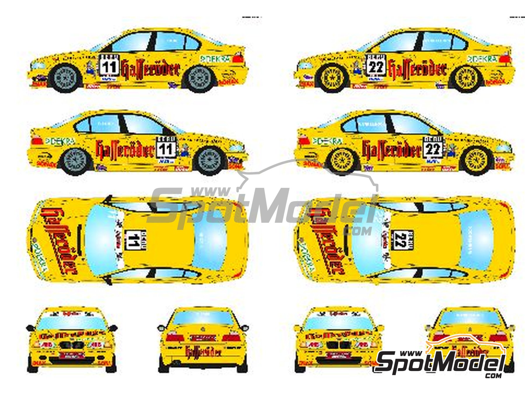 Image 1: BMW 320i E46 Brinkmann Motorsport Team sponsored by Hasser&ouml;der - DTC Deutsche Tourenwagen Cup 2001 | Marking / livery in 1/24 scale manufactured by LB Production (ref.&nbsp;LB-24034, also LB24034 and 24034)