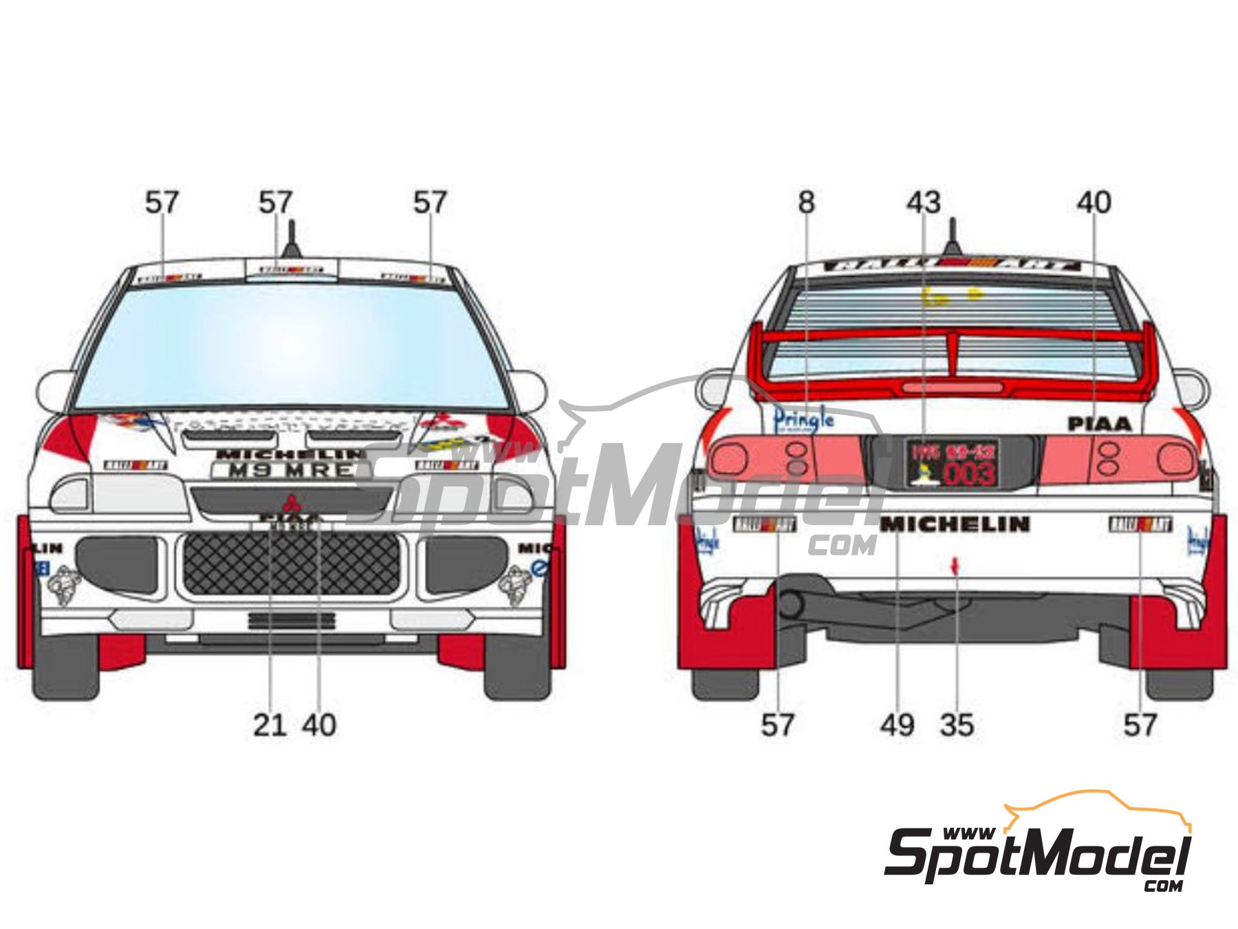 Image 4: Mitsubishi Lancer Evo III Mitsubishi Ralliart Team sponsored by Nikon Marlboro - Hong Kong - Beijing Rally 1995 | Marking / livery in 1/24 scale manufactured by LB Production (ref.&nbsp;LB-24039, also LB24039 and 24039)