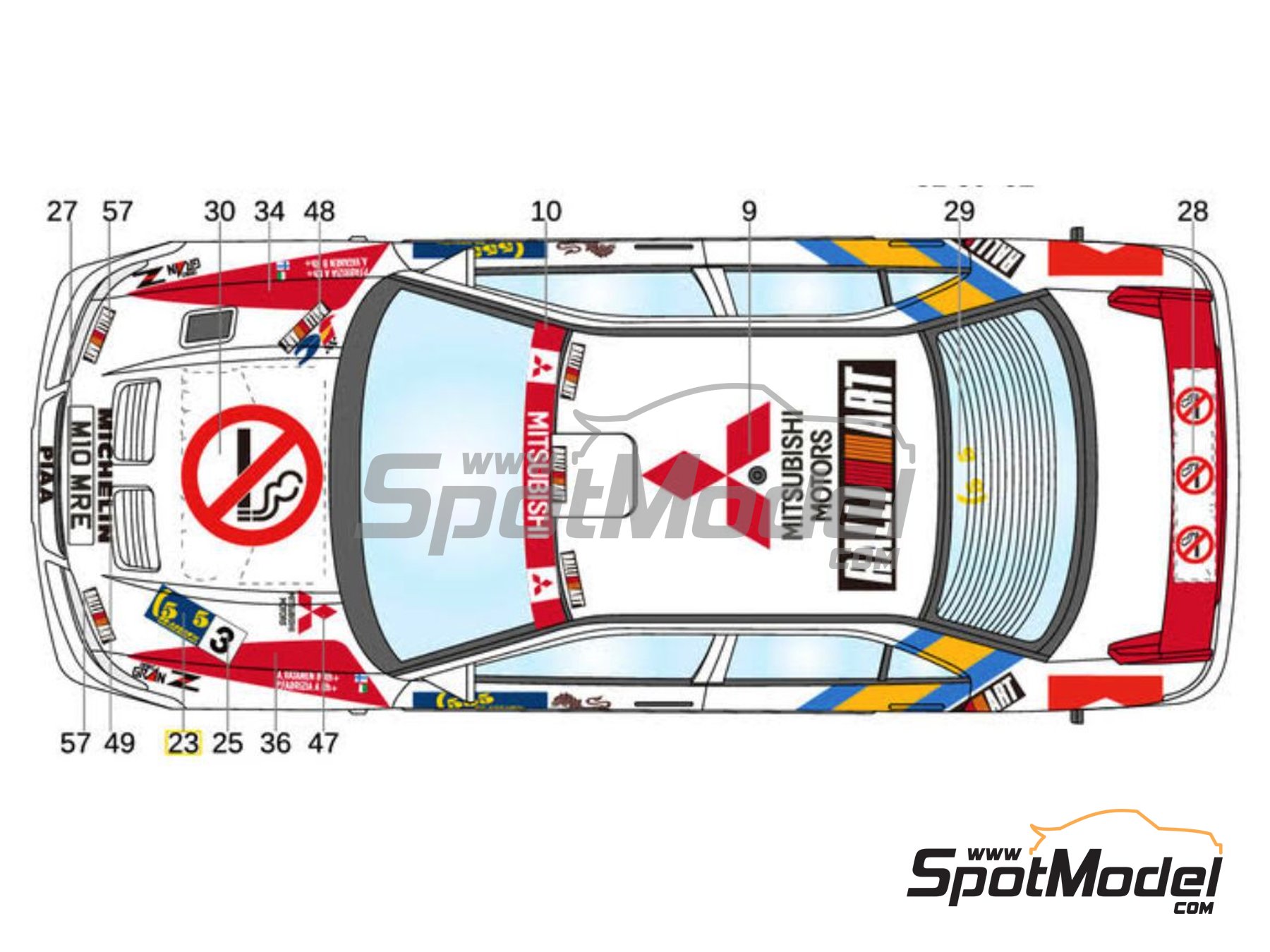 Image 7: Mitsubishi Lancer Evo III Mitsubishi Ralliart Team sponsored by Nikon Marlboro - Hong Kong - Beijing Rally 1995 | Marking / livery in 1/24 scale manufactured by LB Production (ref.&nbsp;LB-24039, also LB24039 and 24039)