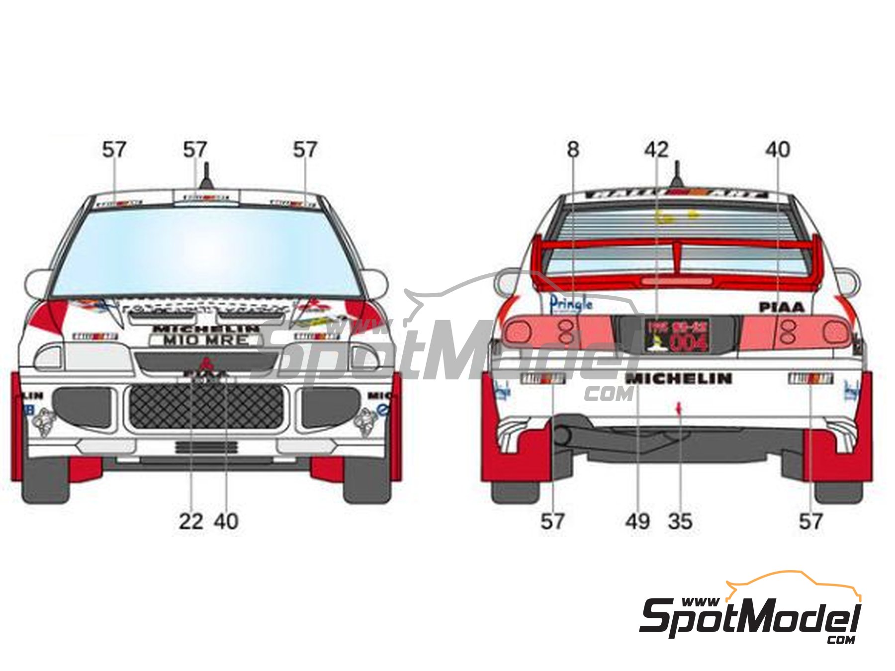 Image 8: Mitsubishi Lancer Evo III Mitsubishi Ralliart Team sponsored by Nikon Marlboro - Hong Kong - Beijing Rally 1995 | Marking / livery in 1/24 scale manufactured by LB Production (ref.&nbsp;LB-24039, also LB24039 and 24039)