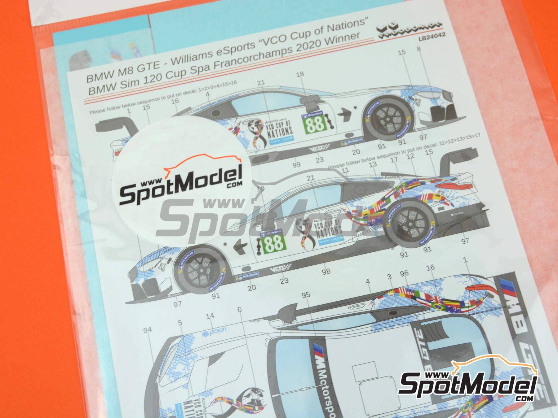 Image 5: BMW M8 GTE Williams eSports Team sponsored by Acronis - VCO Cup of Nations 2020 | Marking / livery in 1/24 scale manufactured by LB Production (ref.&nbsp;LB-24042, also LB24042 and 24042)