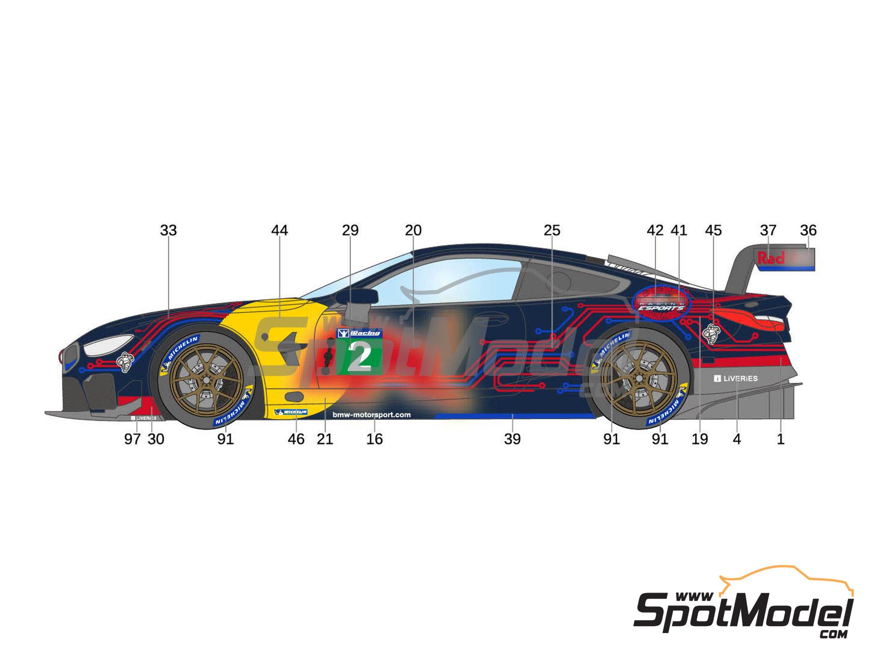 Image 2: BMW M8 GTE BMW Motorsport Team - iRacing 12 Hours of Sebring - GTE Class 2020 | Marking / livery in 1/24 scale manufactured by LB Production (ref.&nbsp;LB-24043, also LB24043 and 24043)