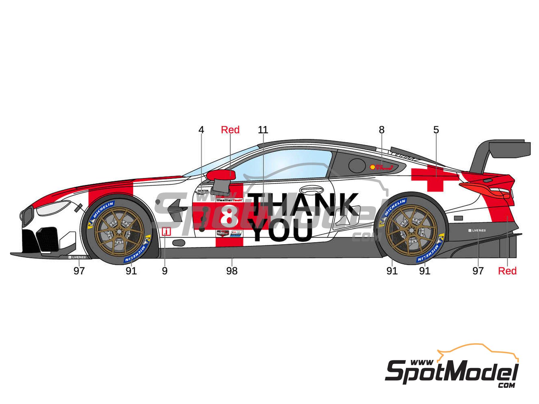 Image 2: BMW M8 GTE BMW Motorsport Team sponsored by #RaceLikeAHero - iRacing | Marking / livery in 1/24 scale manufactured by LB Production (ref. LB-24044, also LB24044 and 24044)