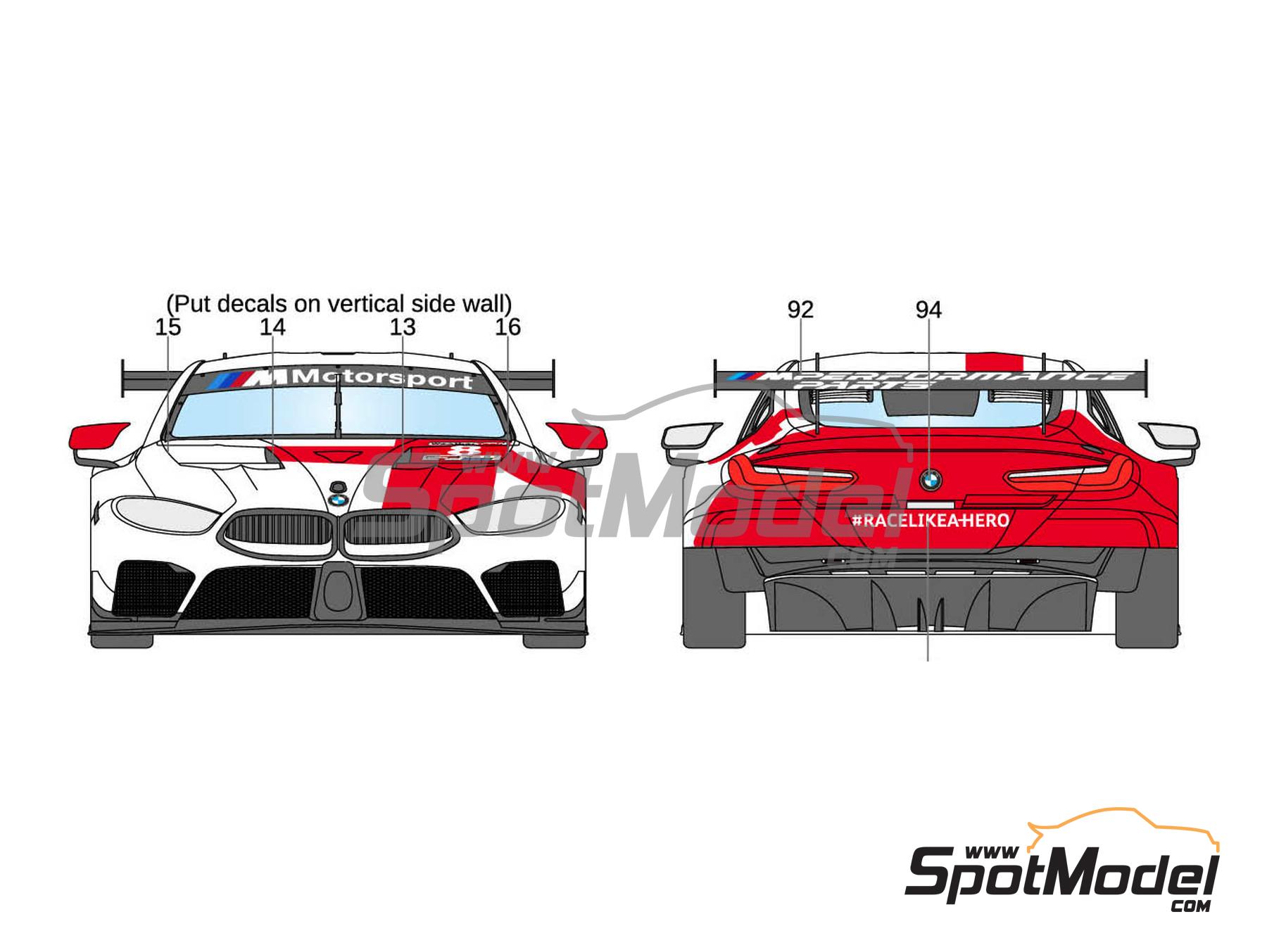 Image 3: BMW M8 GTE BMW Motorsport Team sponsored by #RaceLikeAHero - iRacing | Marking / livery in 1/24 scale manufactured by LB Production (ref. LB-24044, also LB24044 and 24044)