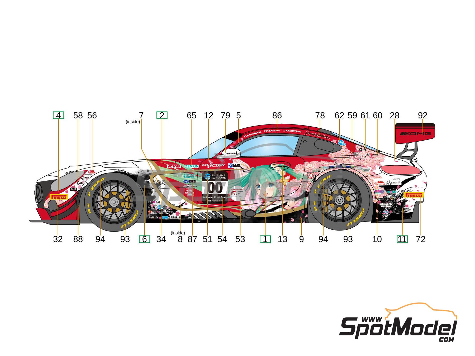 Image 2: Mercedes Benz AMG GT3 Equipo Good Smile - Suzuka 10 Hours 2018 | Decoraci&oacute;n en escala&nbsp;1/24 fabricado por LB Production (ref.&nbsp;LB-24045, tambien LB24045 y 24045)