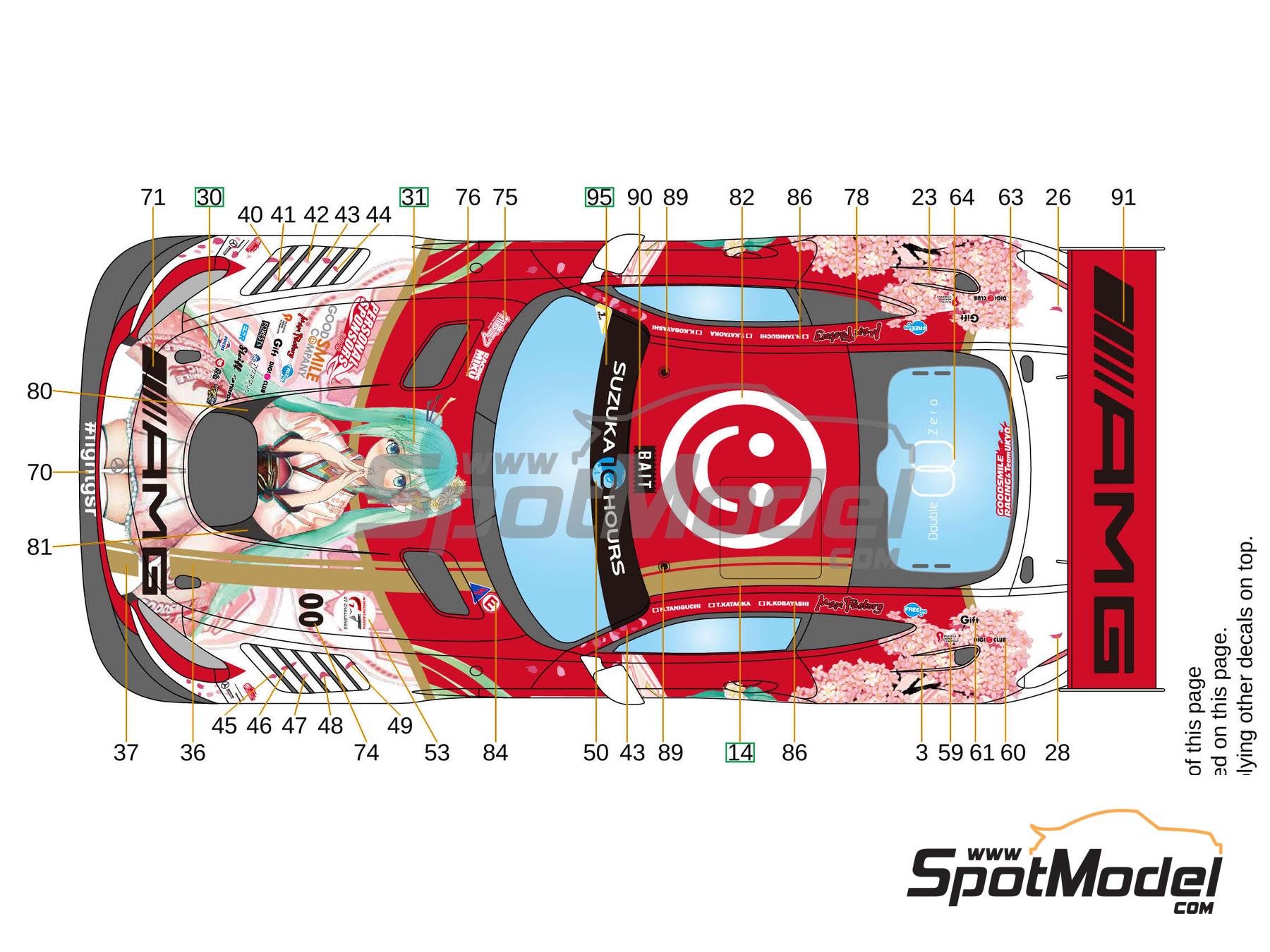 Image 3: Mercedes Benz AMG GT3 Equipo Good Smile - Suzuka 10 Hours 2018 | Decoraci&oacute;n en escala&nbsp;1/24 fabricado por LB Production (ref.&nbsp;LB-24045, tambien LB24045 y 24045)