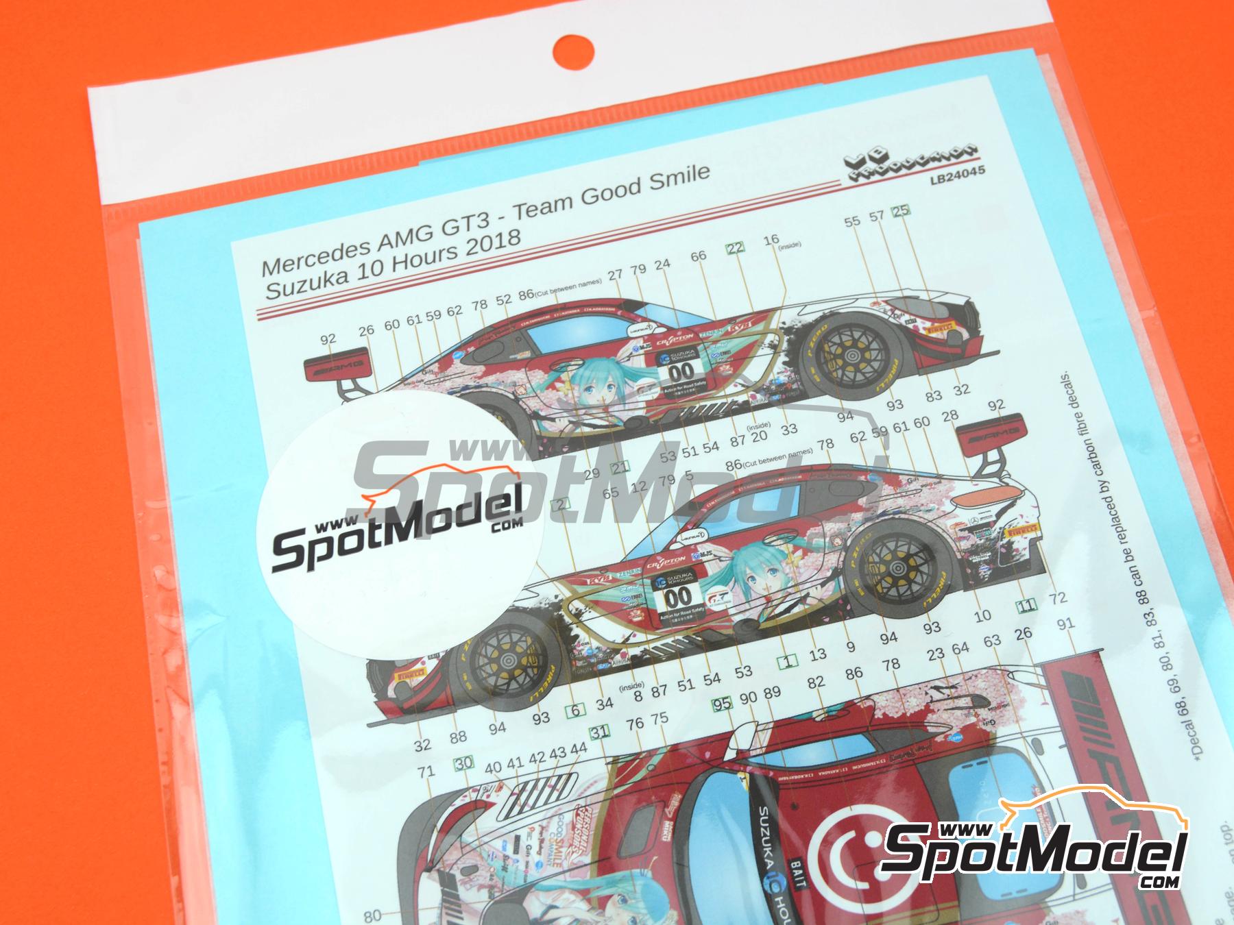 Image 5: Mercedes Benz AMG GT3 Equipo Good Smile - Suzuka 10 Hours 2018 | Decoraci&oacute;n en escala&nbsp;1/24 fabricado por LB Production (ref.&nbsp;LB-24045, tambien LB24045 y 24045)