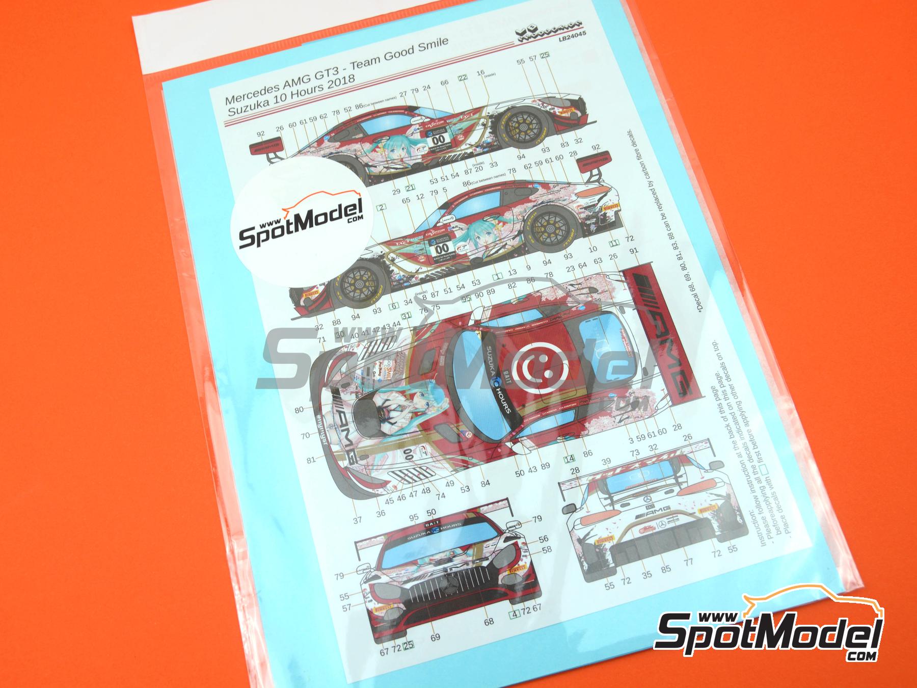 Image 7: Mercedes Benz AMG GT3 Equipo Good Smile - Suzuka 10 Hours 2018 | Decoraci&oacute;n en escala&nbsp;1/24 fabricado por LB Production (ref.&nbsp;LB-24045, tambien LB24045 y 24045)