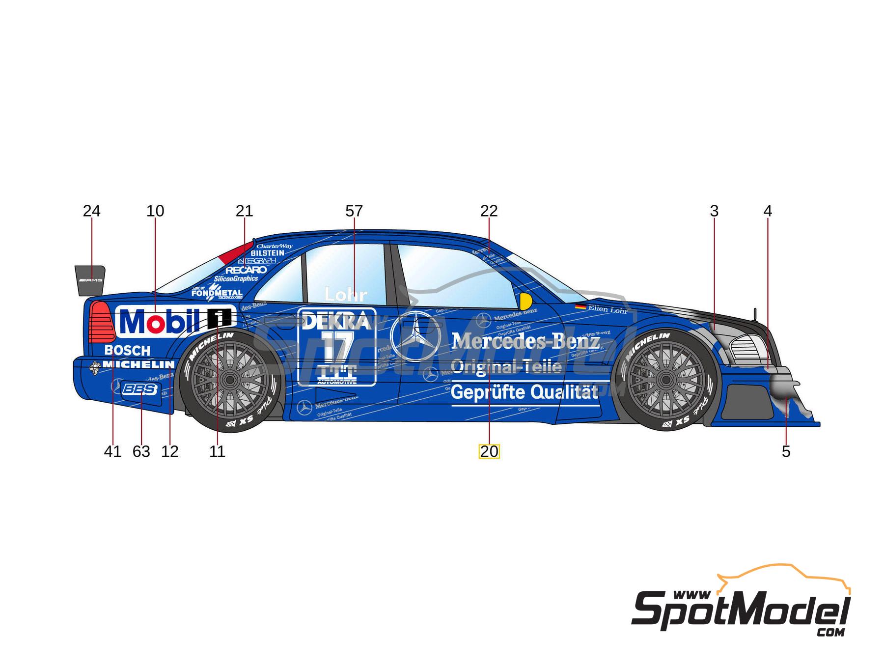 Image 2: Mercedes Benz AMG C-Class Equipo Zakspeed patrocinado por Original-Teile - DTM - Deutsche Tourenwagen Masters 1995 | Decoración en escala 1/24 fabricado por LB Production (ref. LB-24048, tambien LB24048 y 24048)